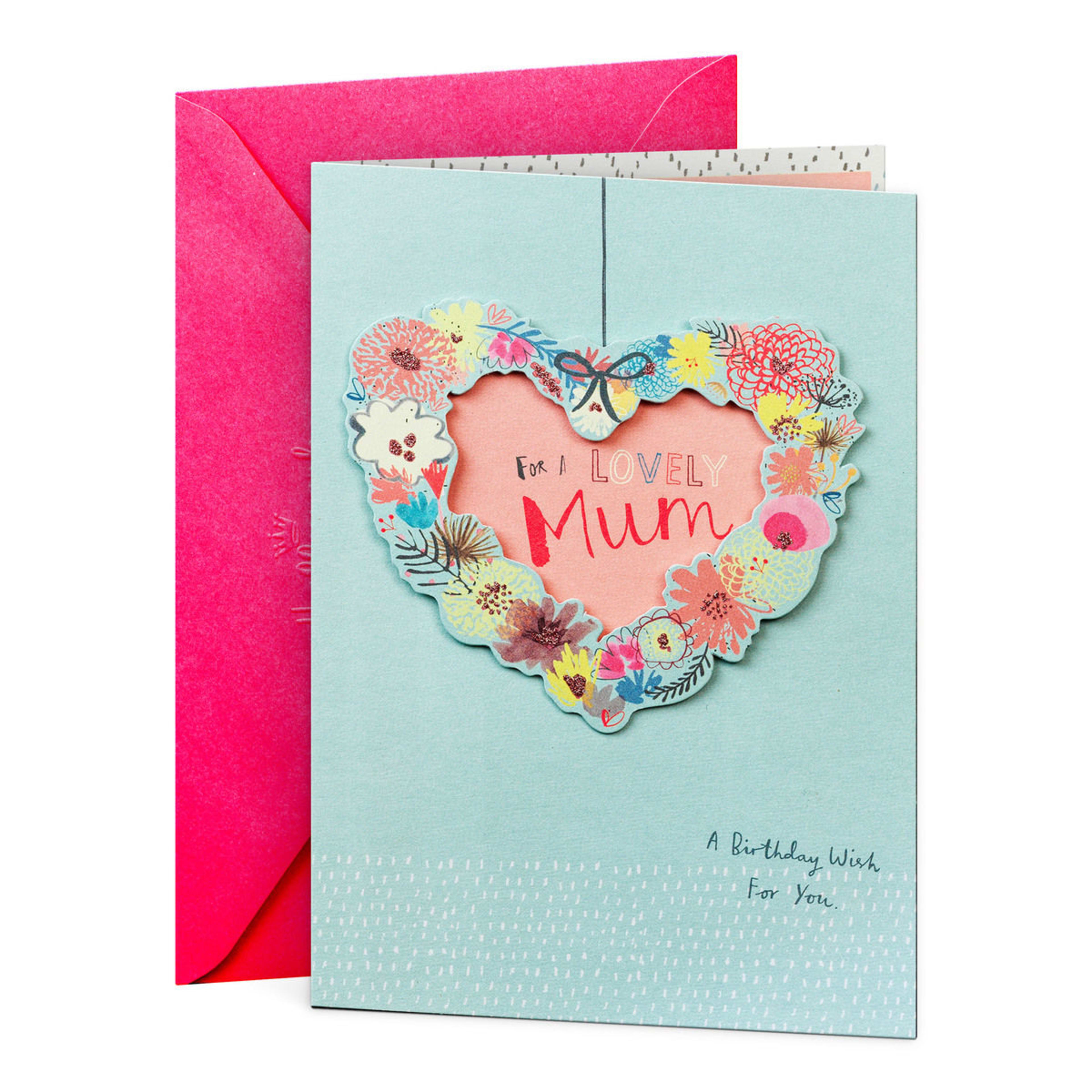 1 Hallmark Birthday Card for Mum - Floral Heart