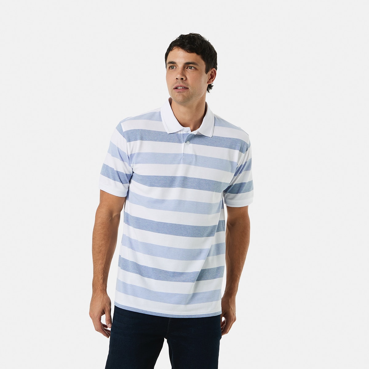 Block Stripe Pique Polo Shirt - Kmart