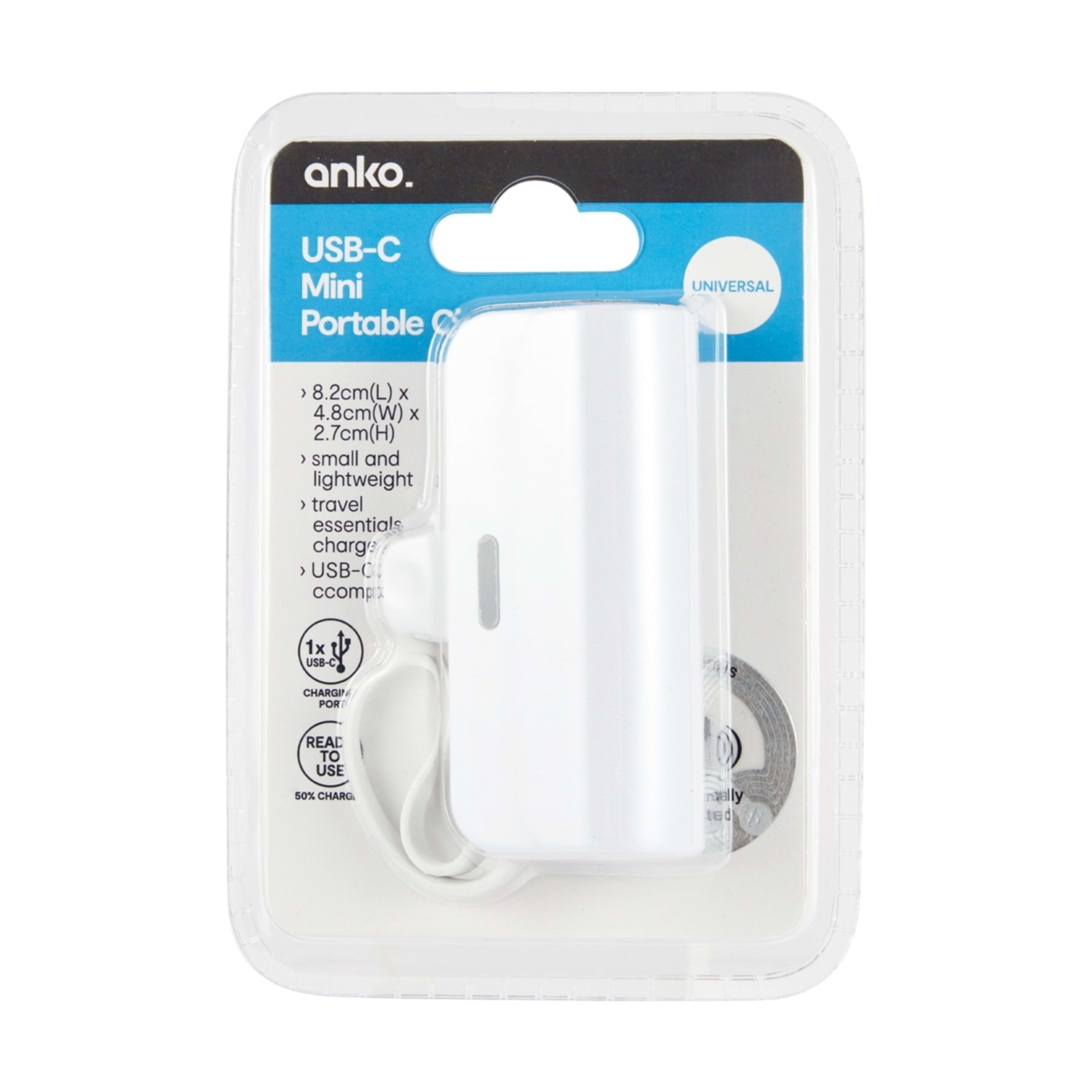 7 USB-C Mini Portable Charger - White, 7 of 8