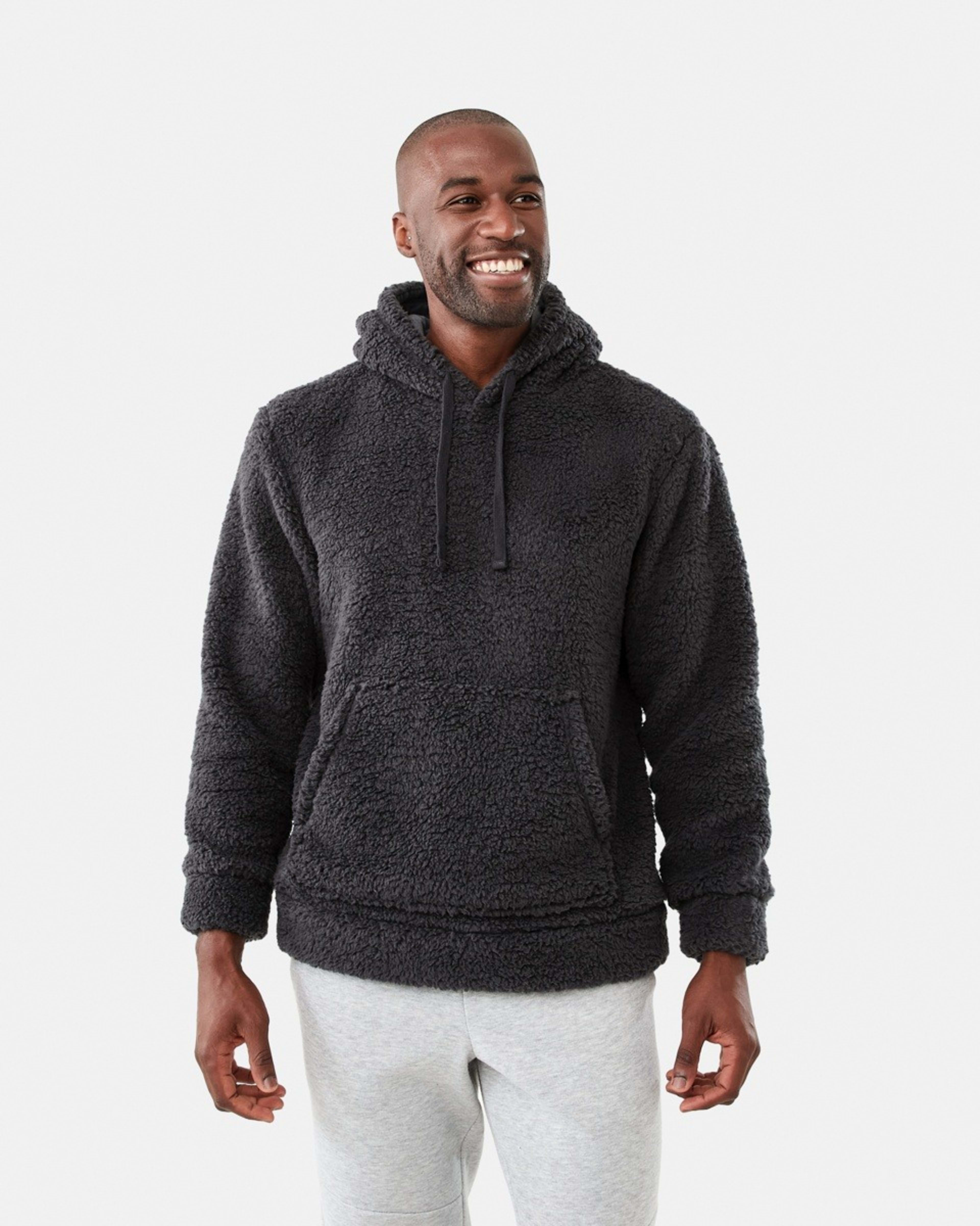 1 Long Sleeve Sherpa Hoodie Charcoal