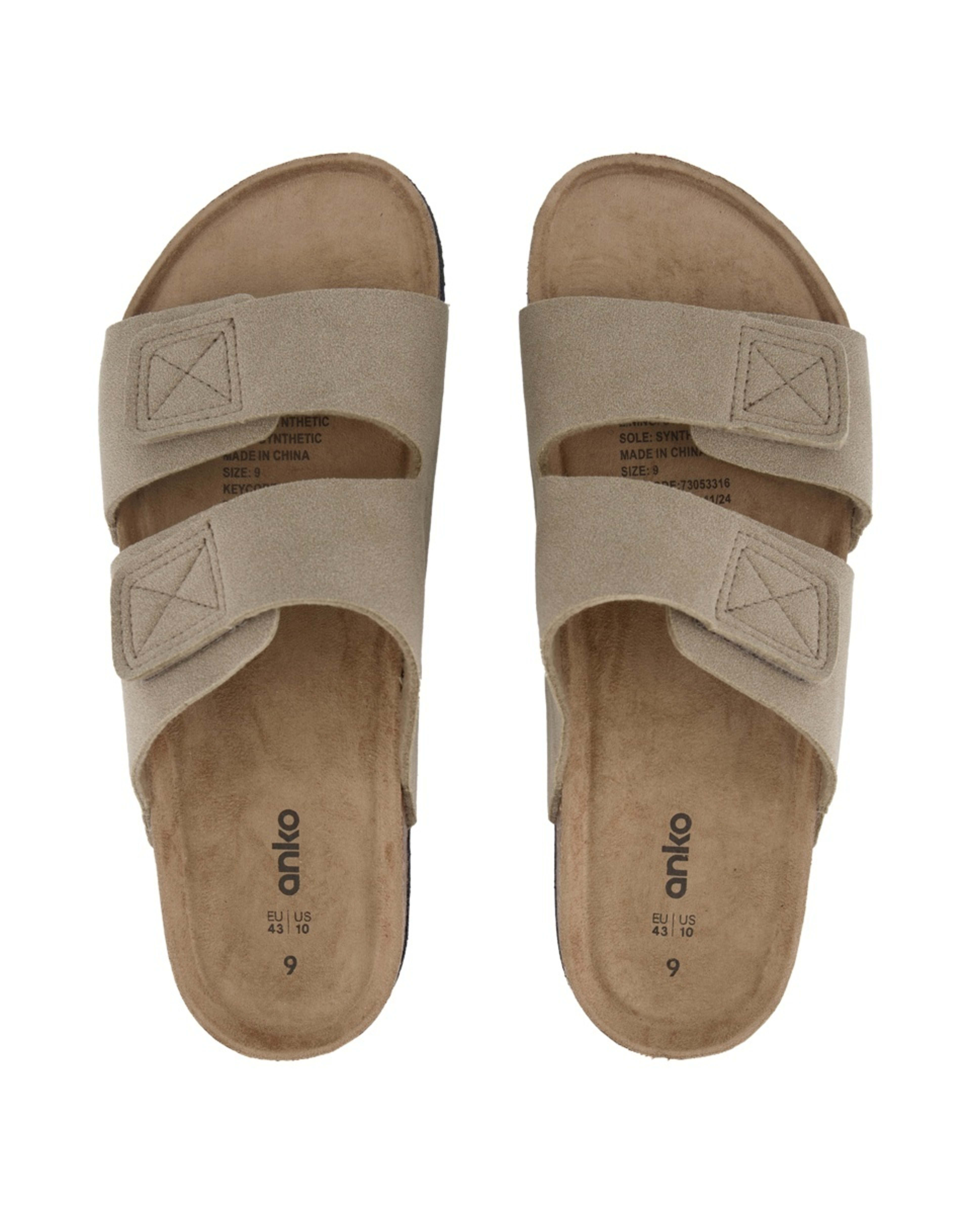 3 Double Band Touch Fastener Sandals Brown, 3 of 4