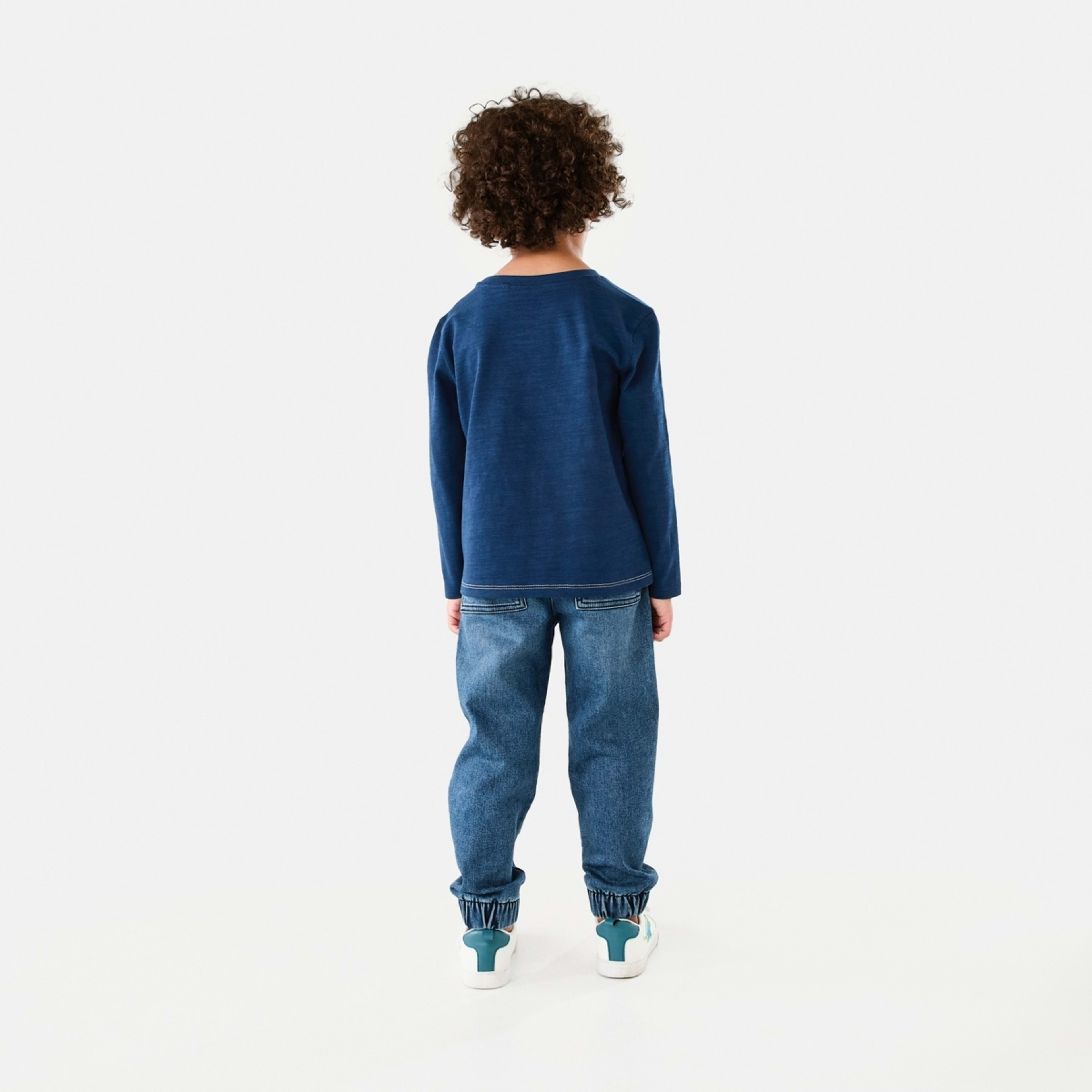 6 Long Sleeve Panel T-shirt Estate Blue, 6 of 8