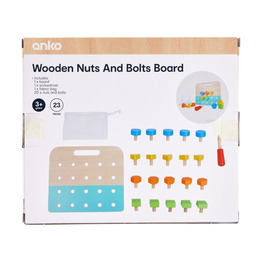 23 Piece Wooden Nuts and Bolts Board Set Kmart NZ