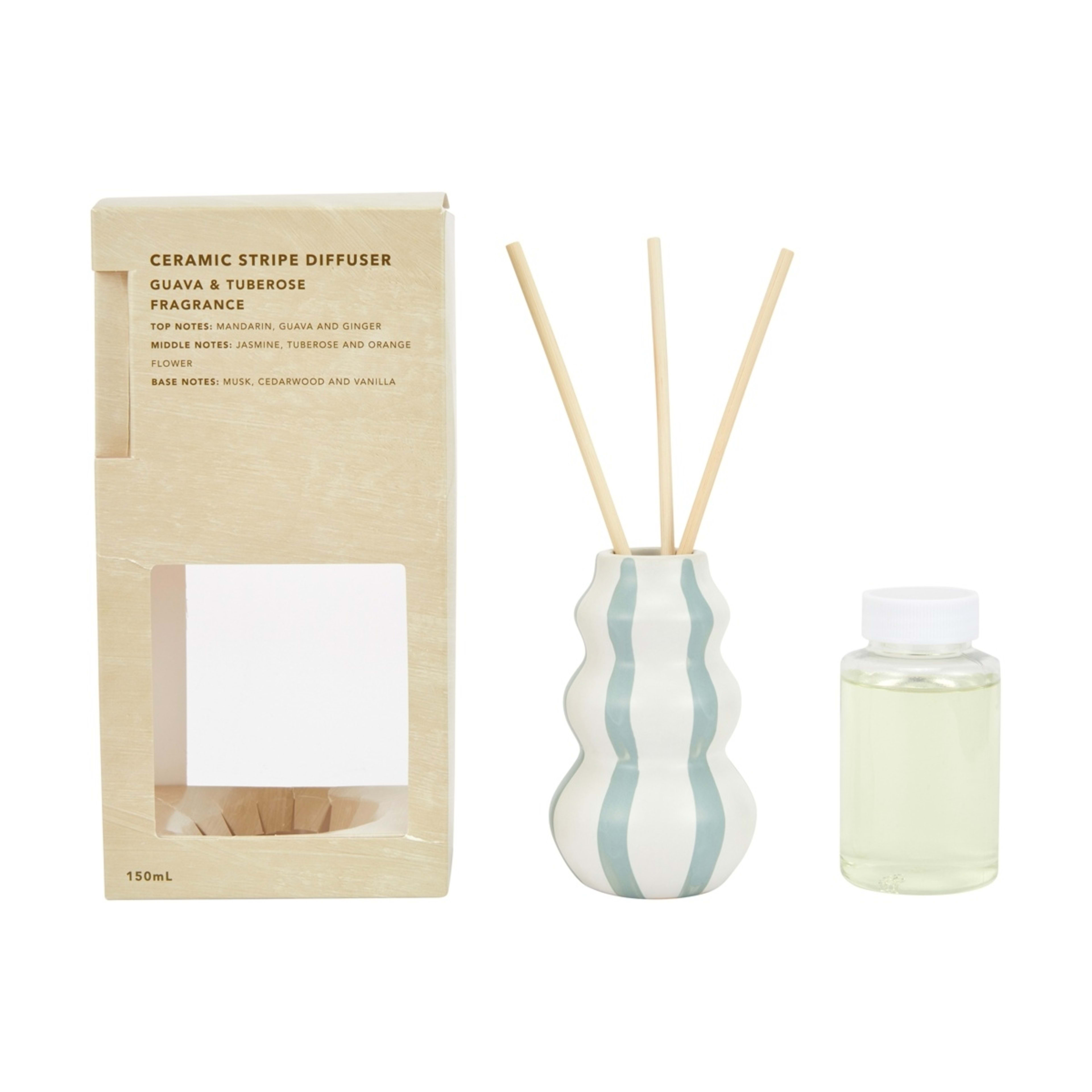 1 Ceramic Stripe Diffuser 150ml, 1 of 6