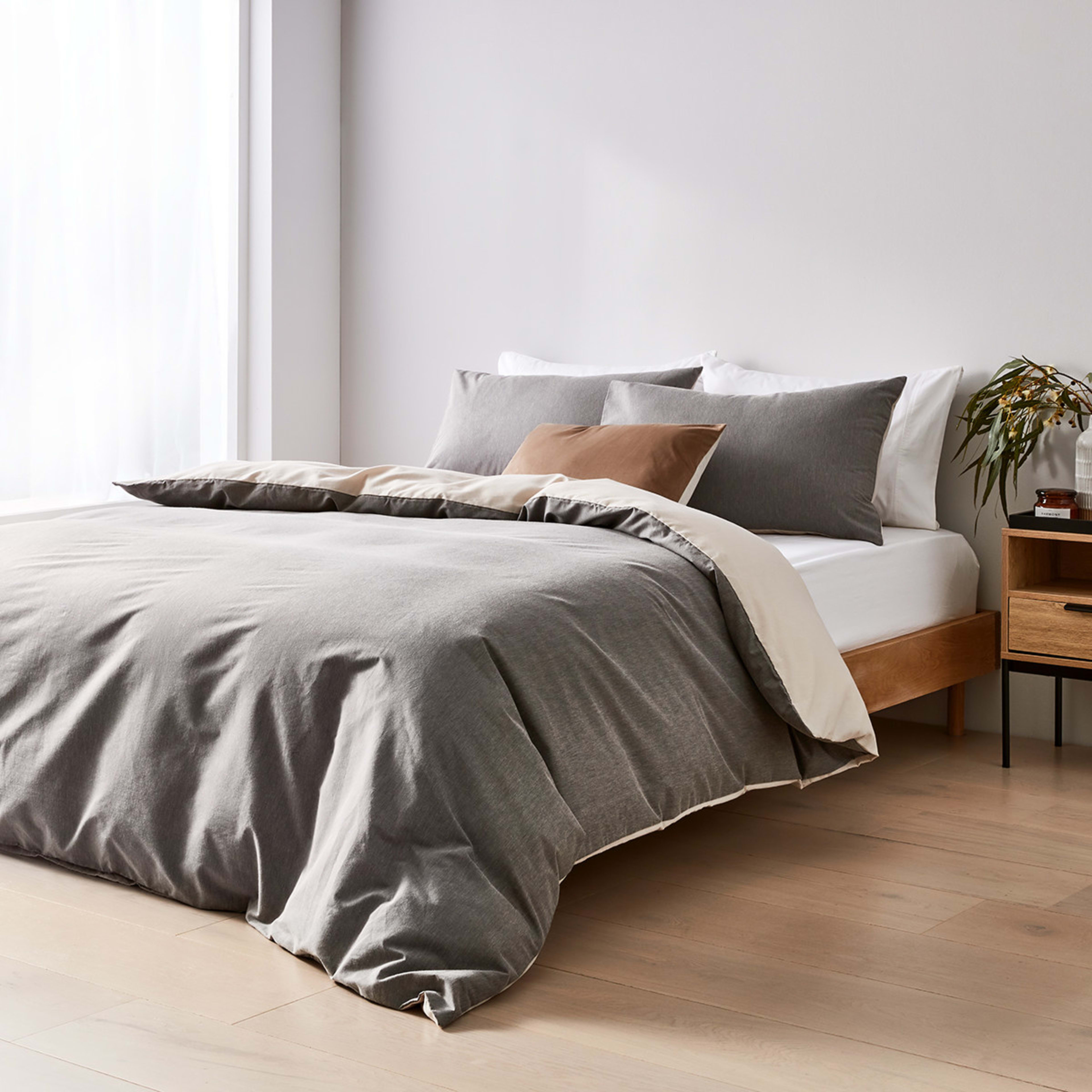 2 Billy Cotton Rich Reversible Quilt Cover Set - Double Bed, Grey, 2 of 10