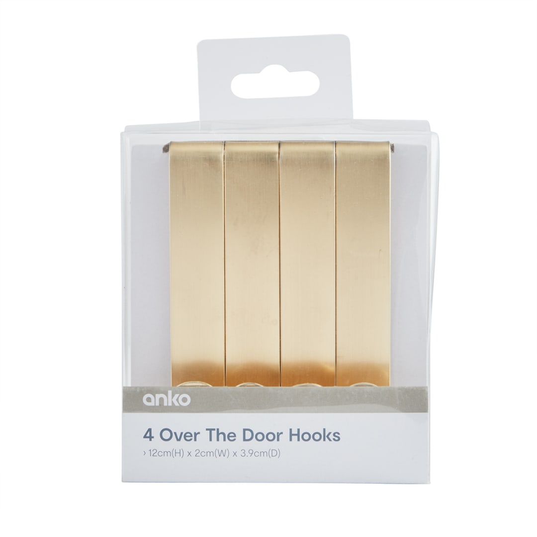 4 Pack Over The Door Hooks Gold Look Kmart