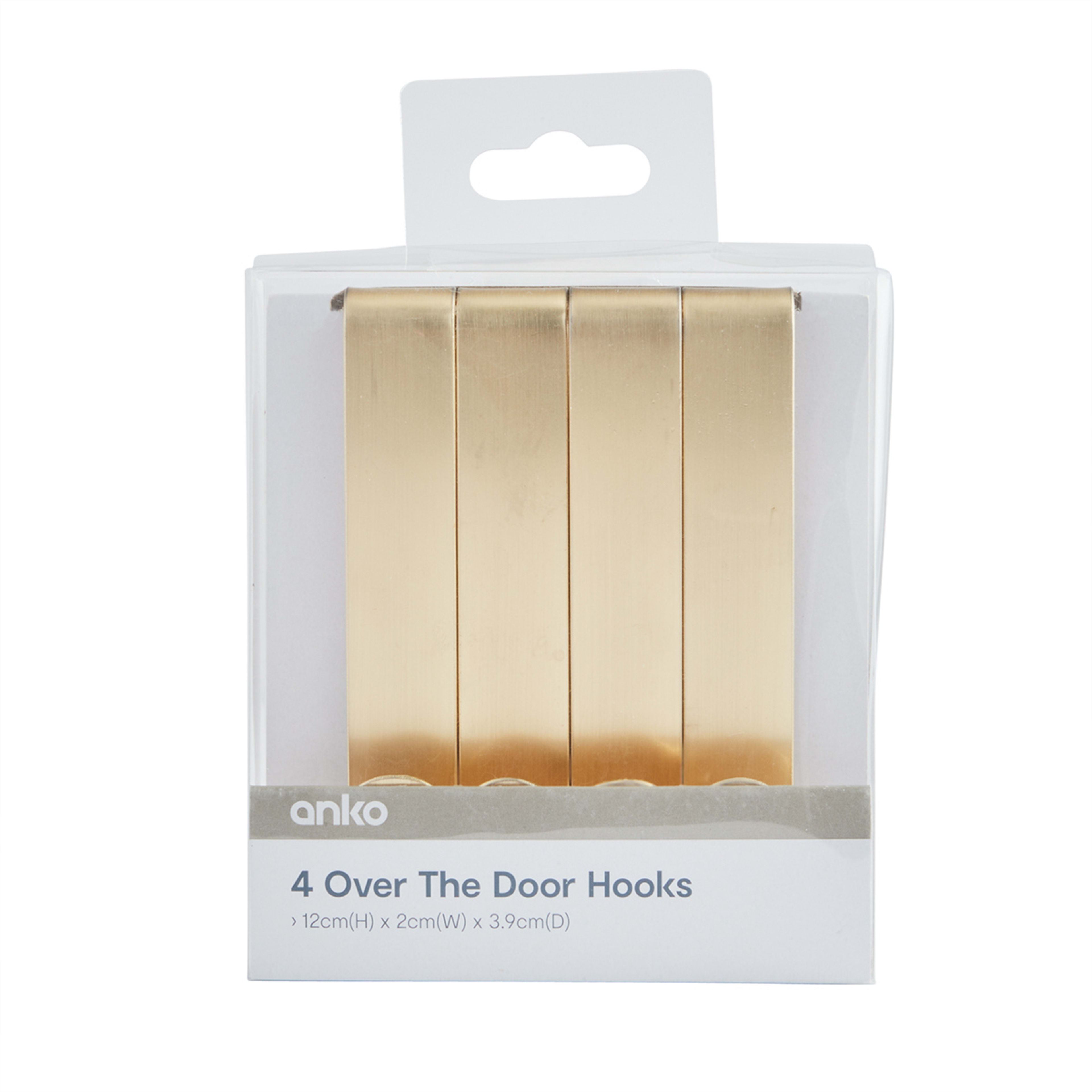 4 Pack Over The Door Hooks Gold Look Kmart