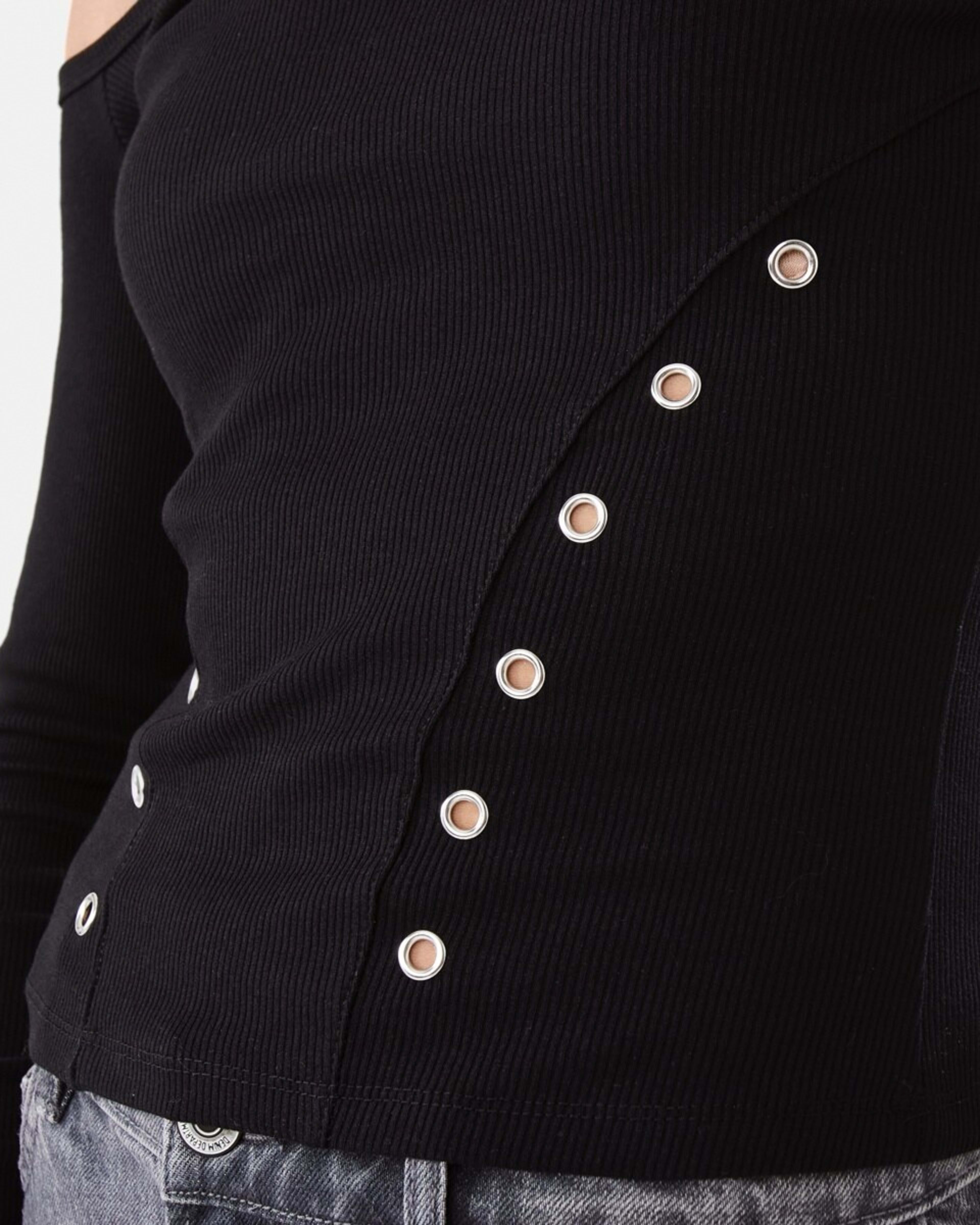 7 Long Sleeve Stud Detail Top Black, 7 of 8