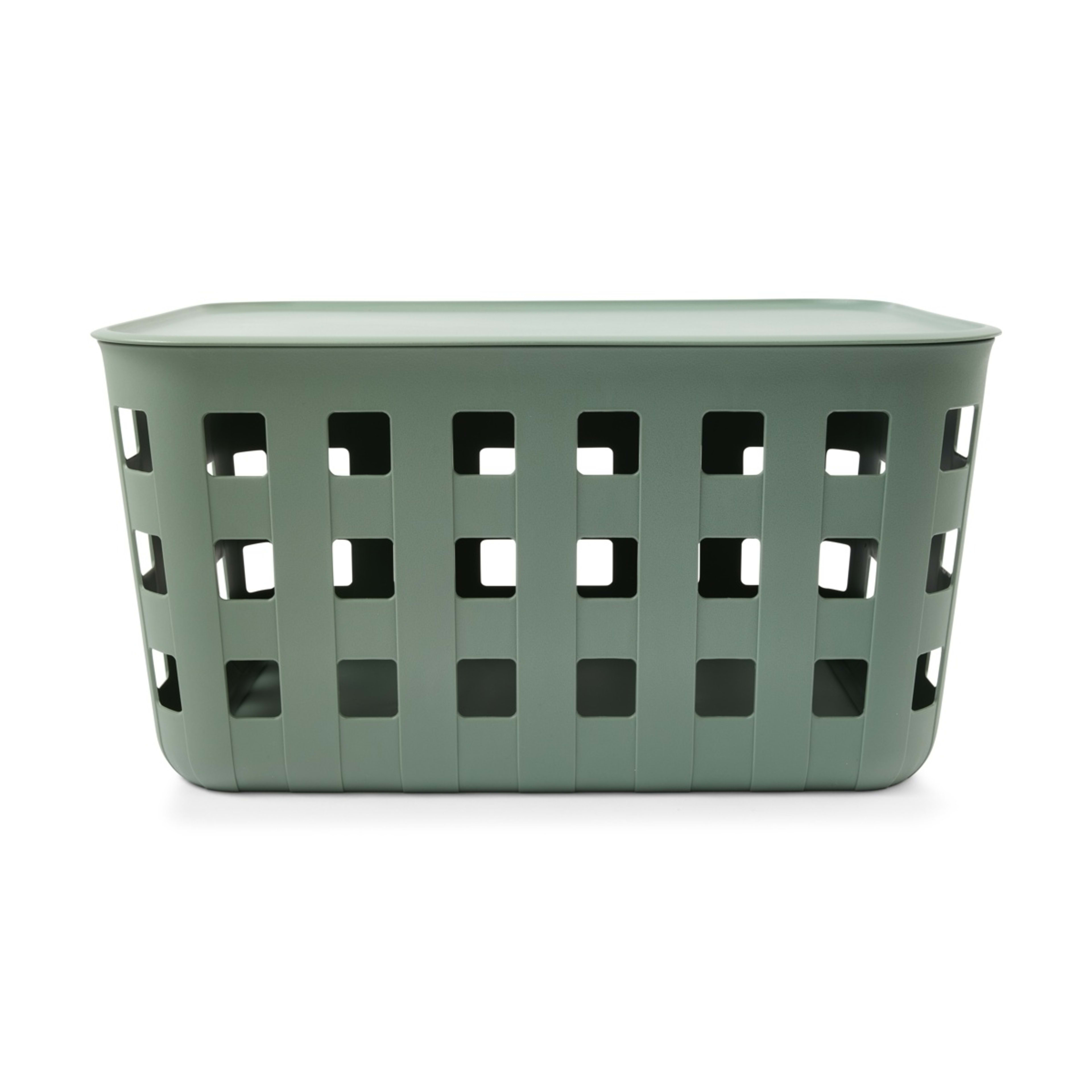 3 28L Rectangle Trellis Basket with Lid - Green, 3 of 9