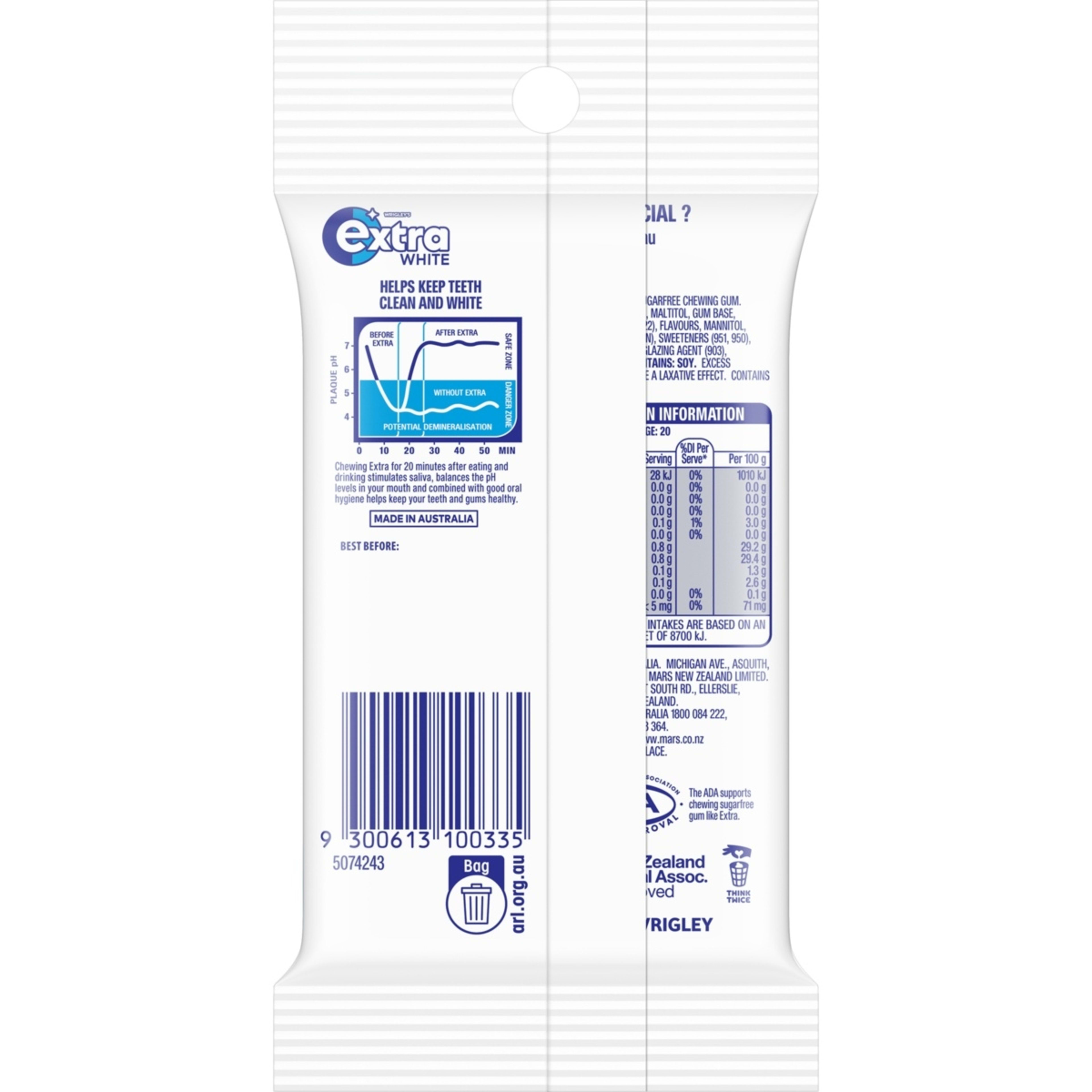 2 4 Pack Wrigley's Extra White Peppermint Gum 56g, 2 of 5