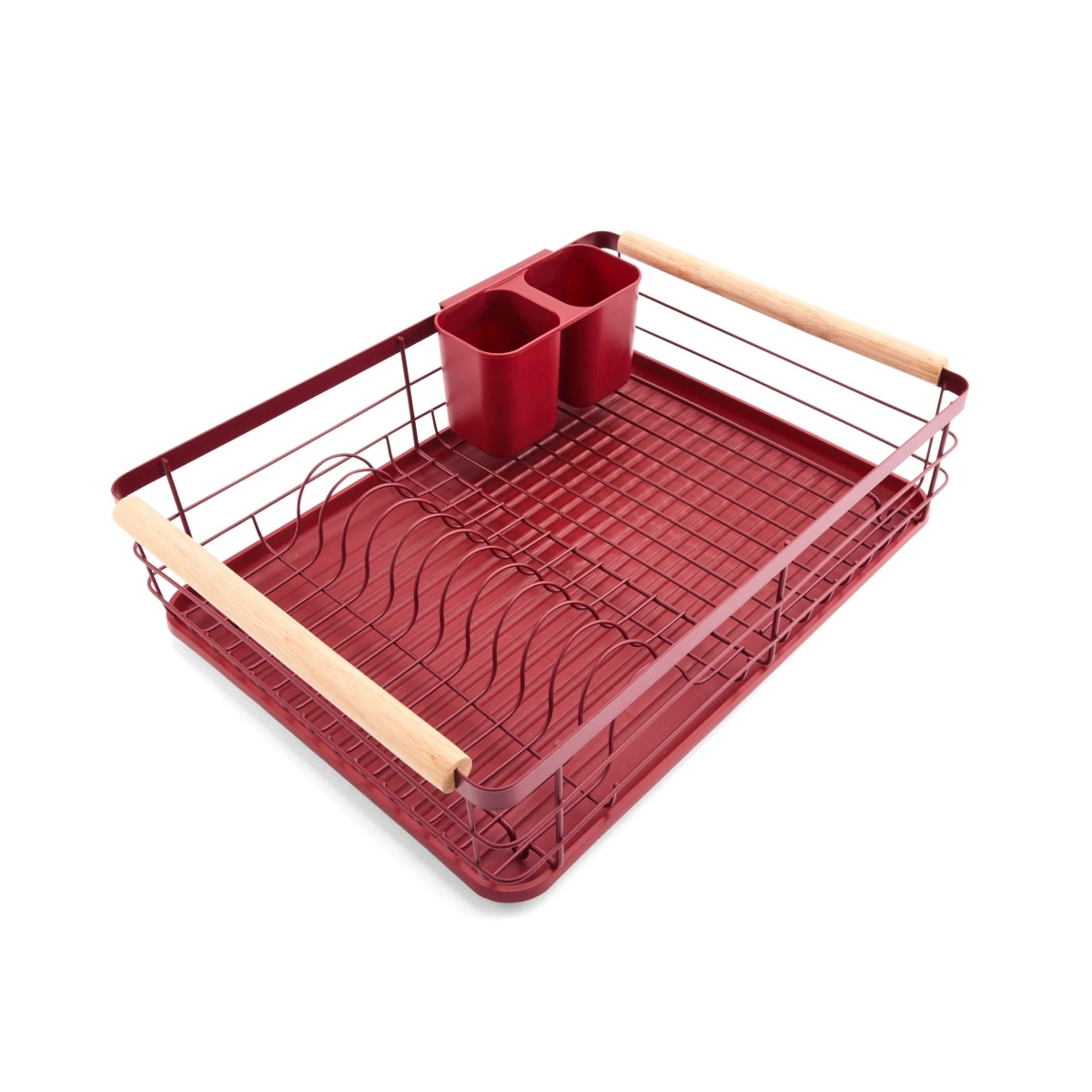 4 Red Wooden Handle Dish Rack, 4 of 10