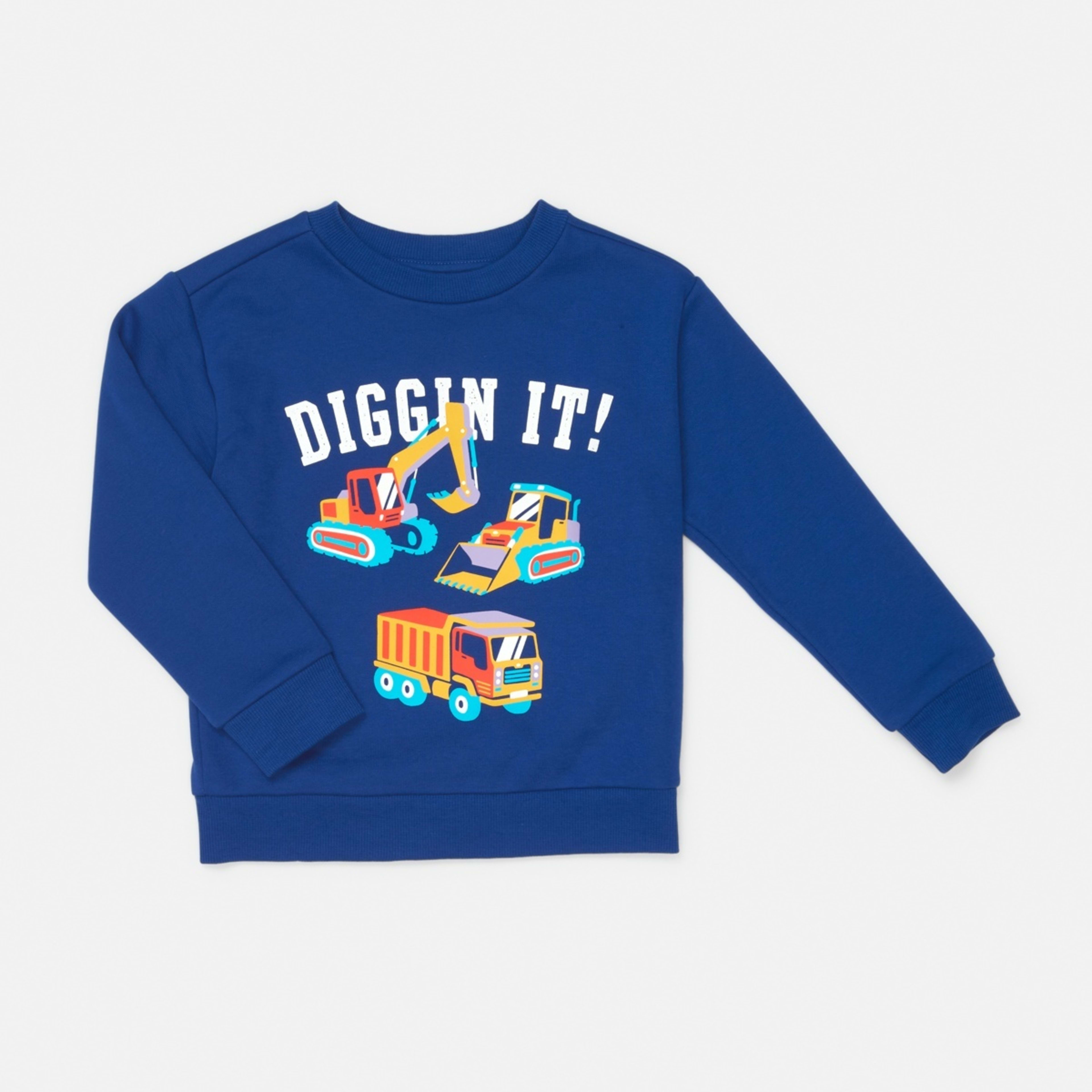 7 Print Crew Neck Sweatshirt Poppin Diggers Blue, 7 of 8