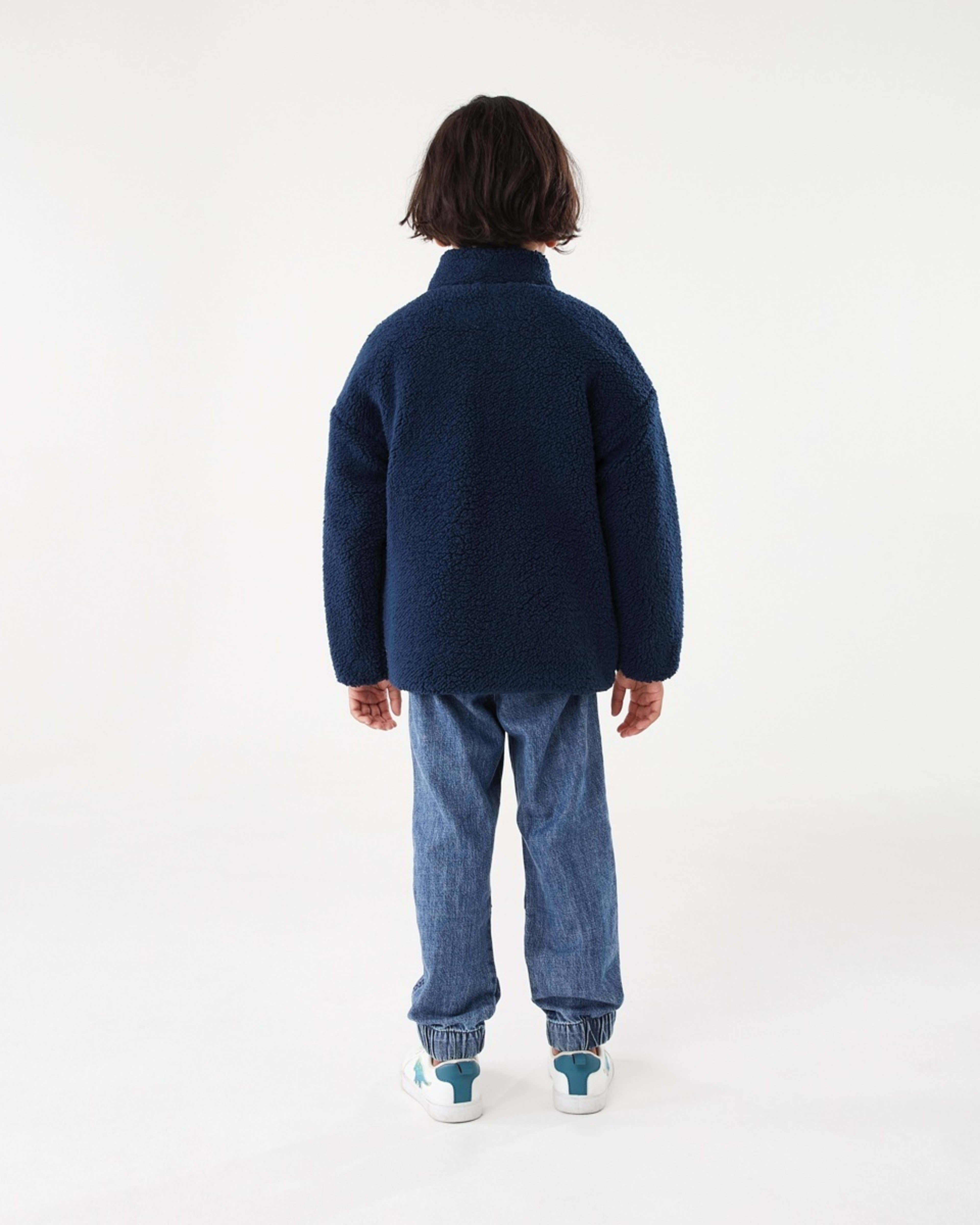 8 Colour Block Sherpa Jacket Dress Blue, 8 of 10