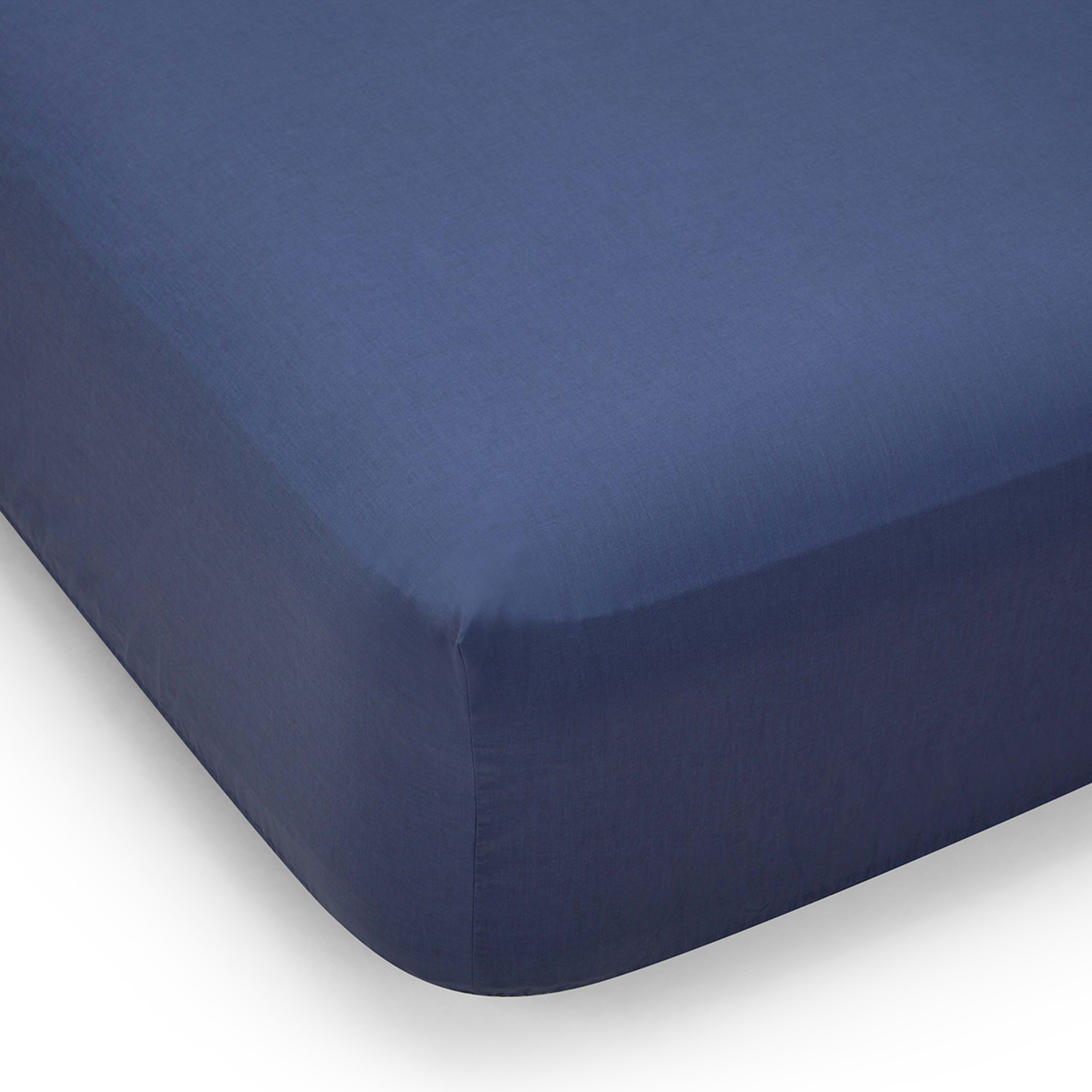 180 Thread Count Fitted Sheet Double Bed, Mid Blue Kmart