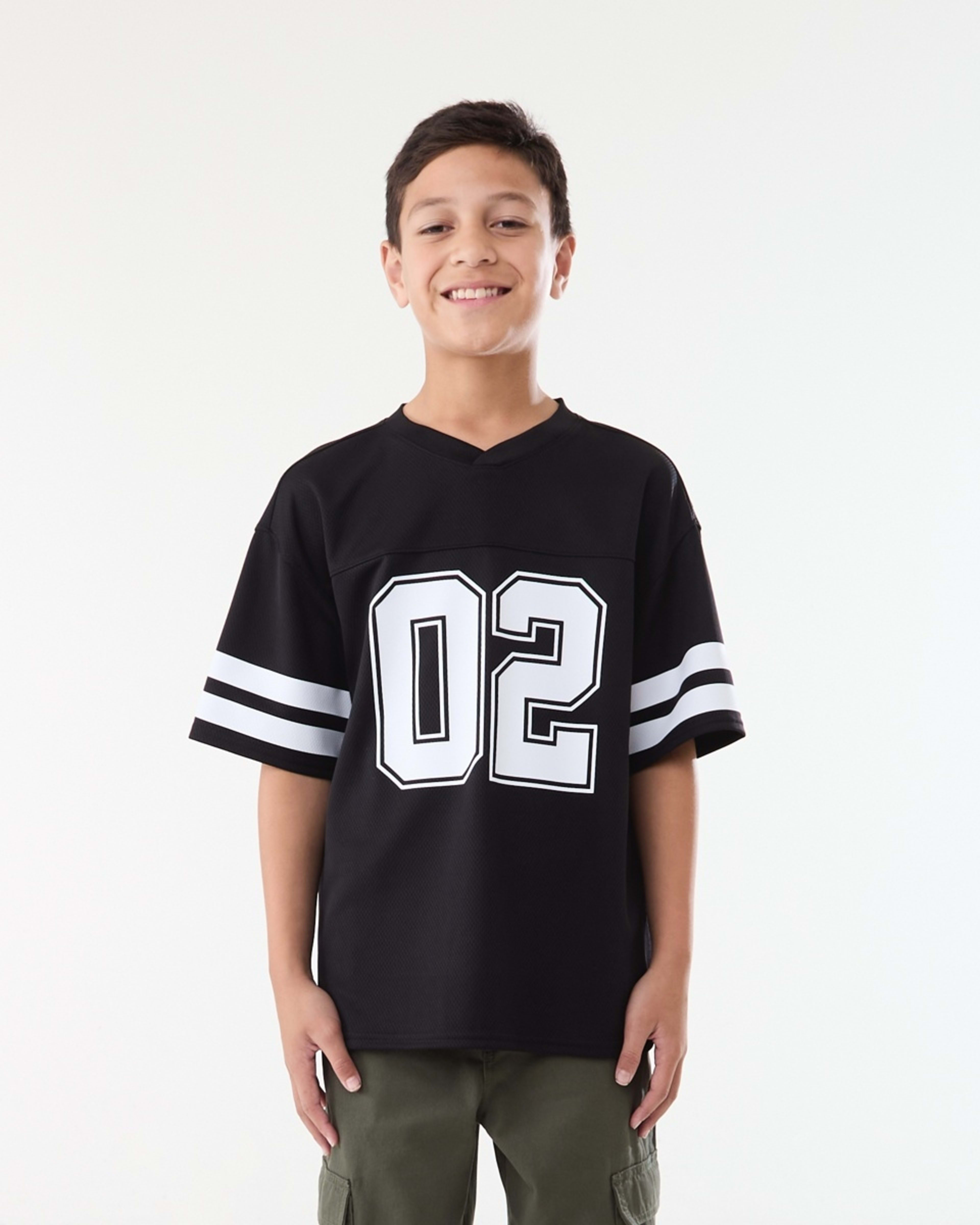 1 Short Sleeve Oversized Mesh T-shirt JERSEY 02 BLACK, 1 of 6