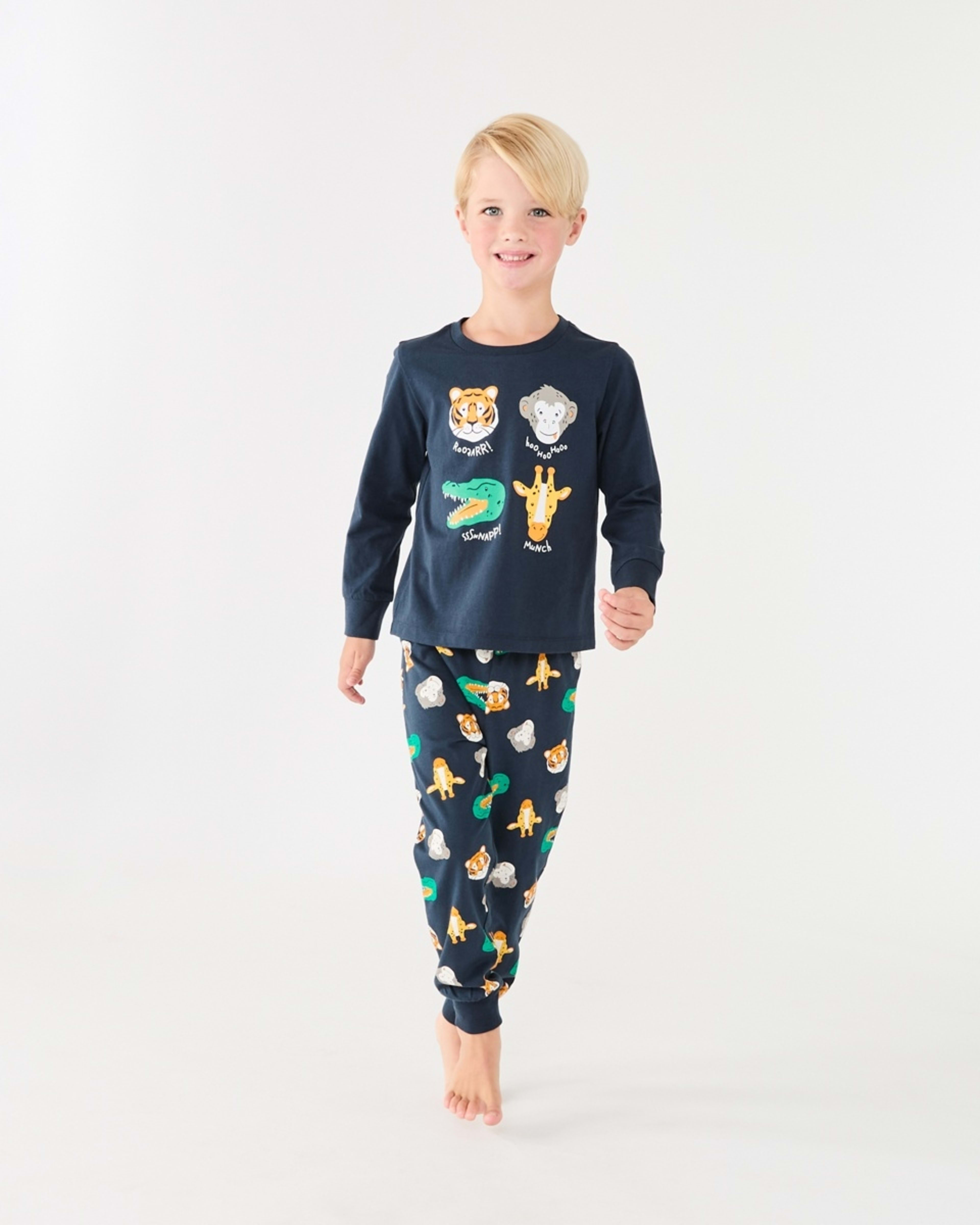 1 Jersey Pyjama Set Nvy Animal