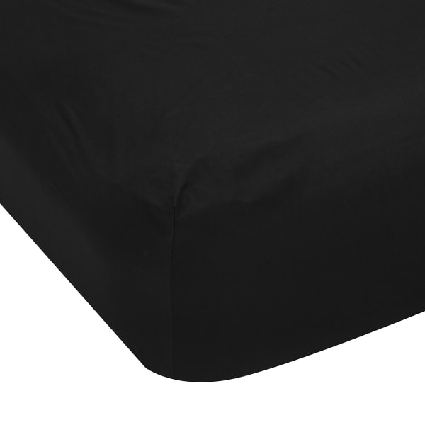 225 Thread Count Fitted Sheet - Queen Bed, Black