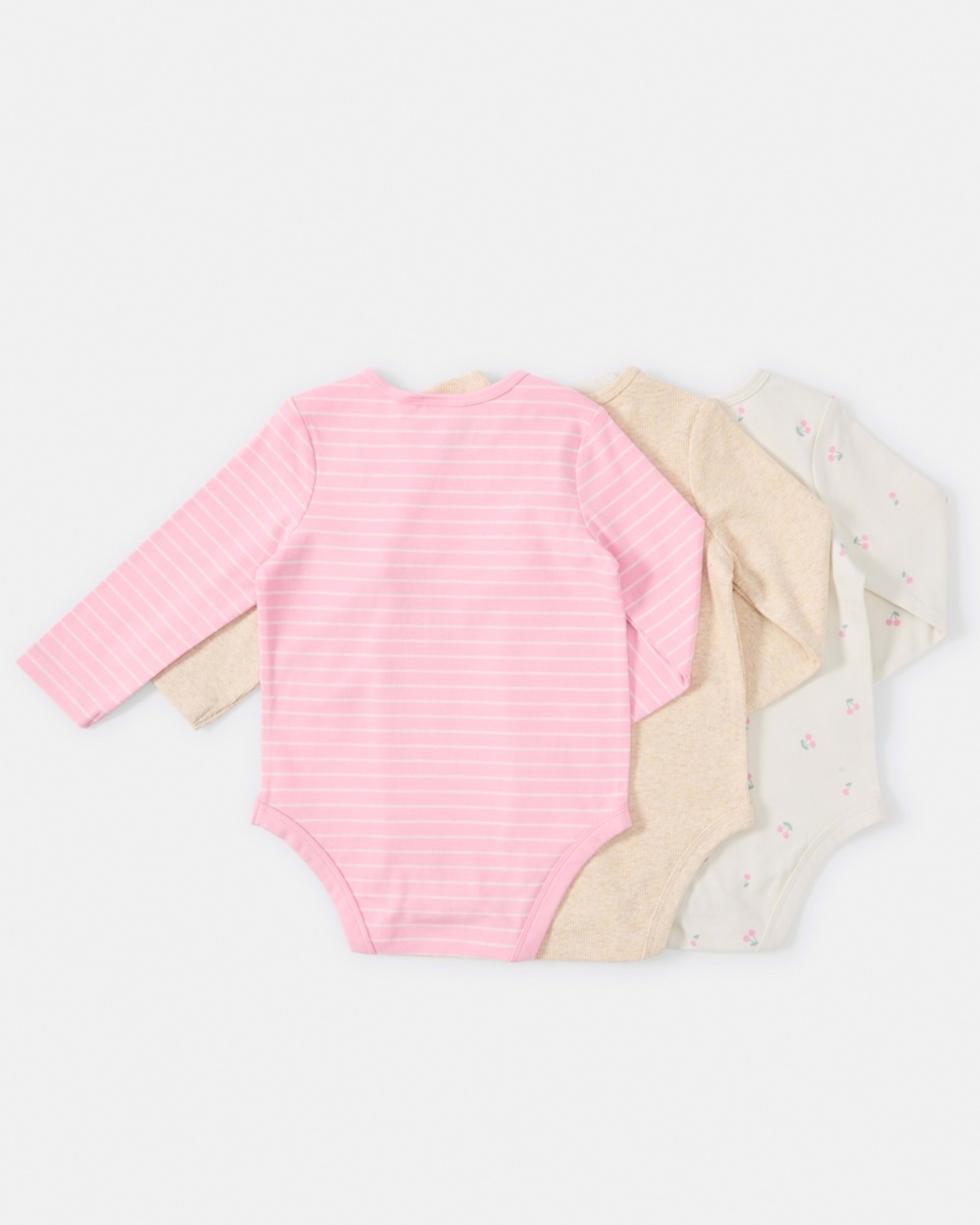 2 3 Pack Bodysuits Pnk Cherry, 2 of 8
