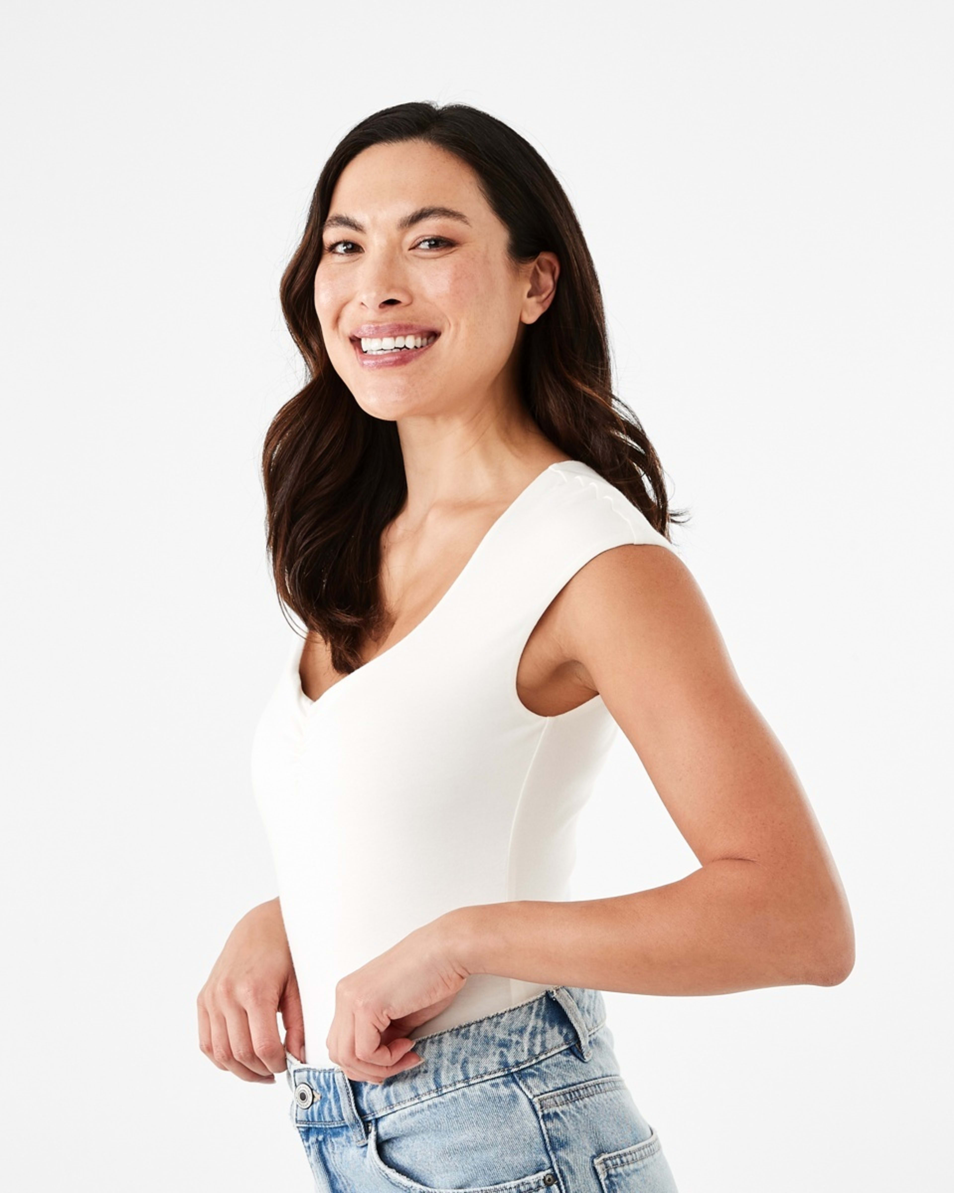 3 Cap Sleeve Bodysuit Ecru, 3 of 6