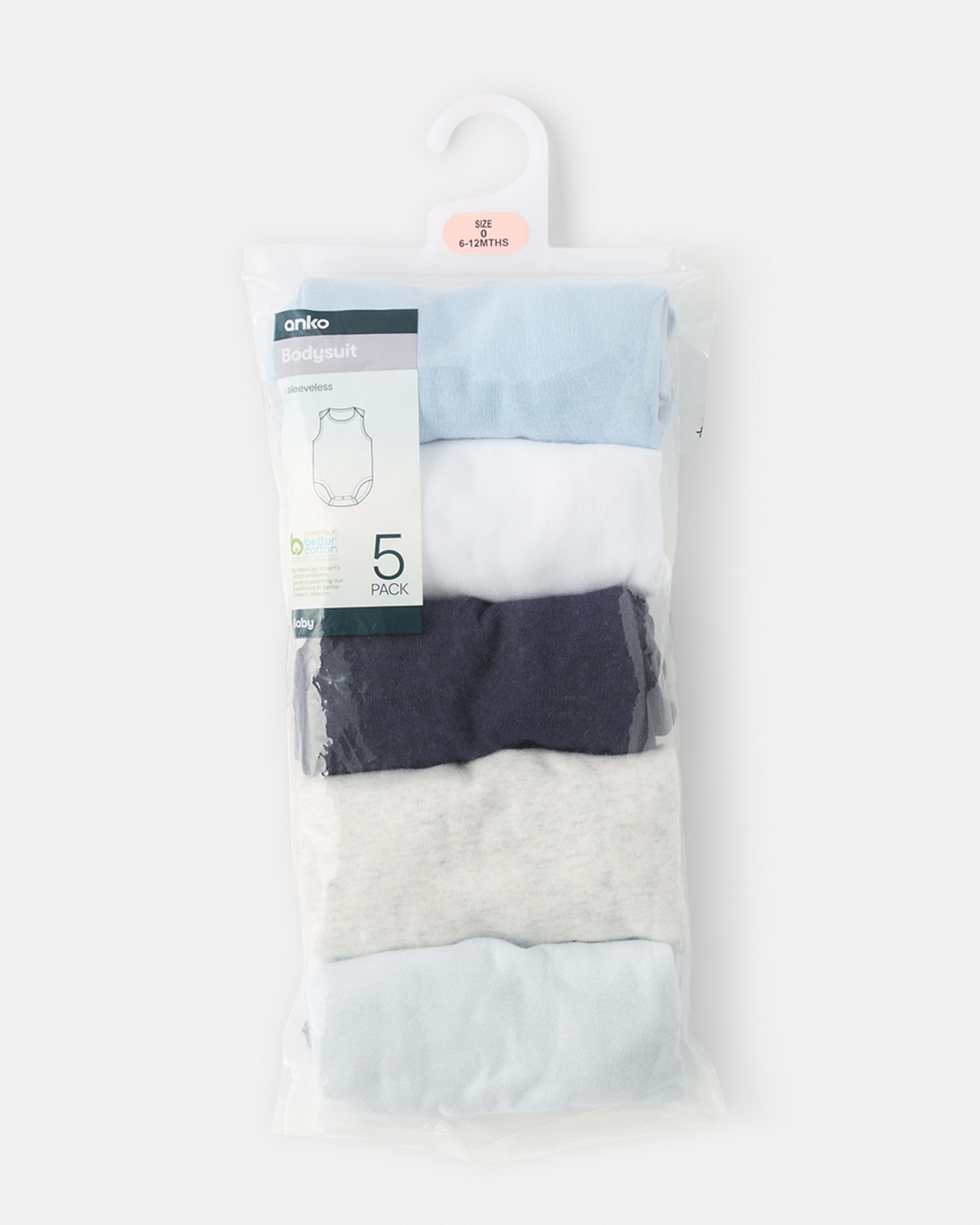8 5 Pack Sleeveless Bodysuits Blue, 8 of 8
