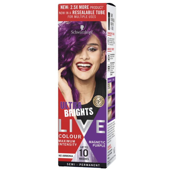 Schwarzkopf Live Colour Ultra Brights Hair Colour 75ml - Magnetic Purple -  Kmart