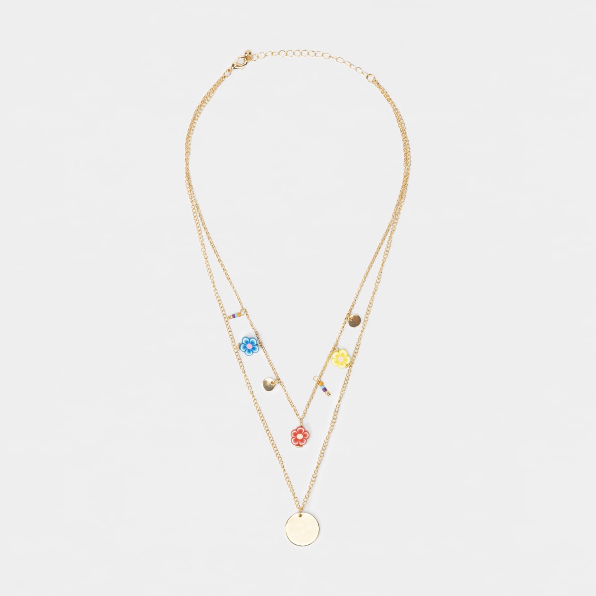Multi Layered Flower and Coin Necklace 
