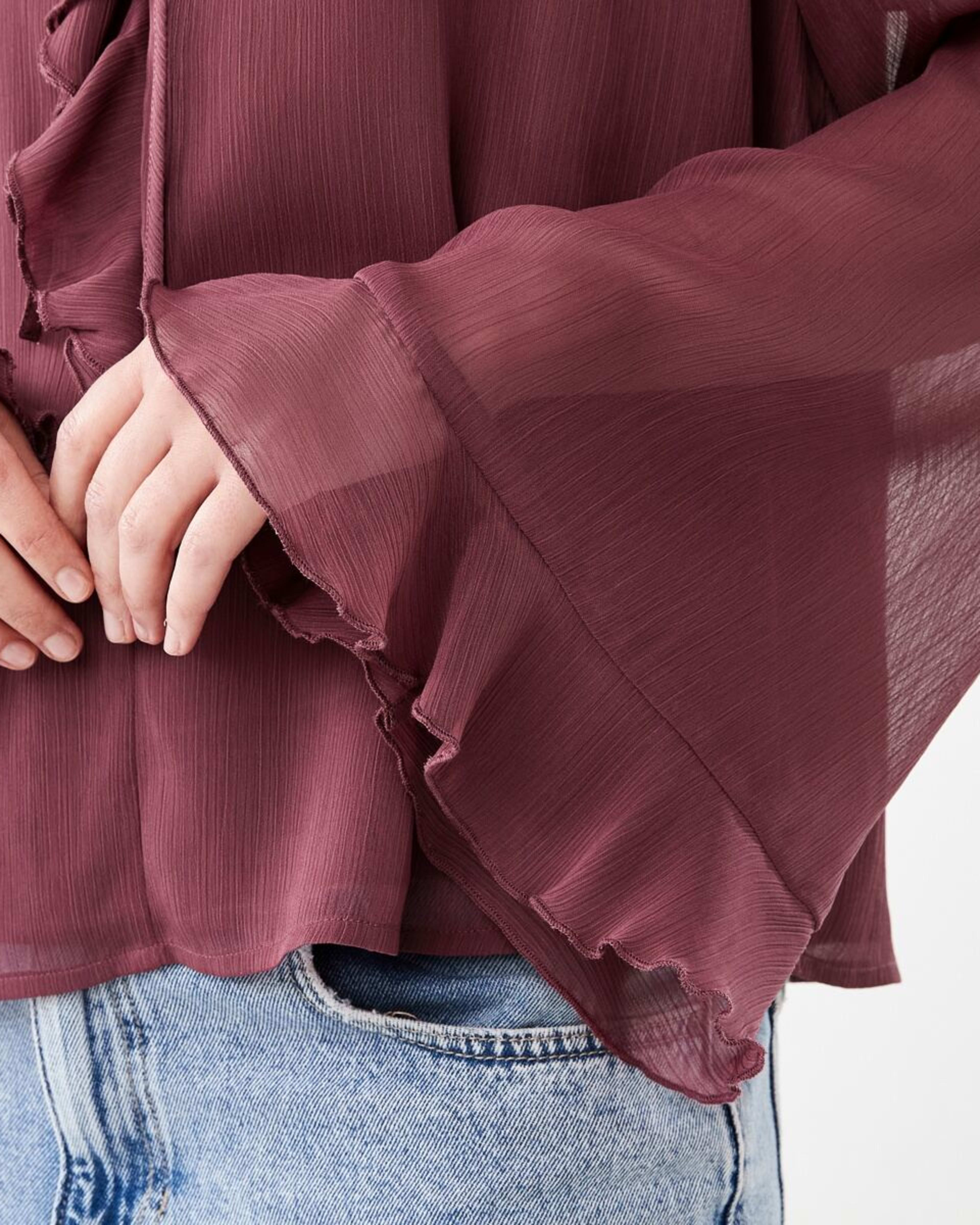 7 Long Sleeve Frill Blouse Berry, 7 of 7