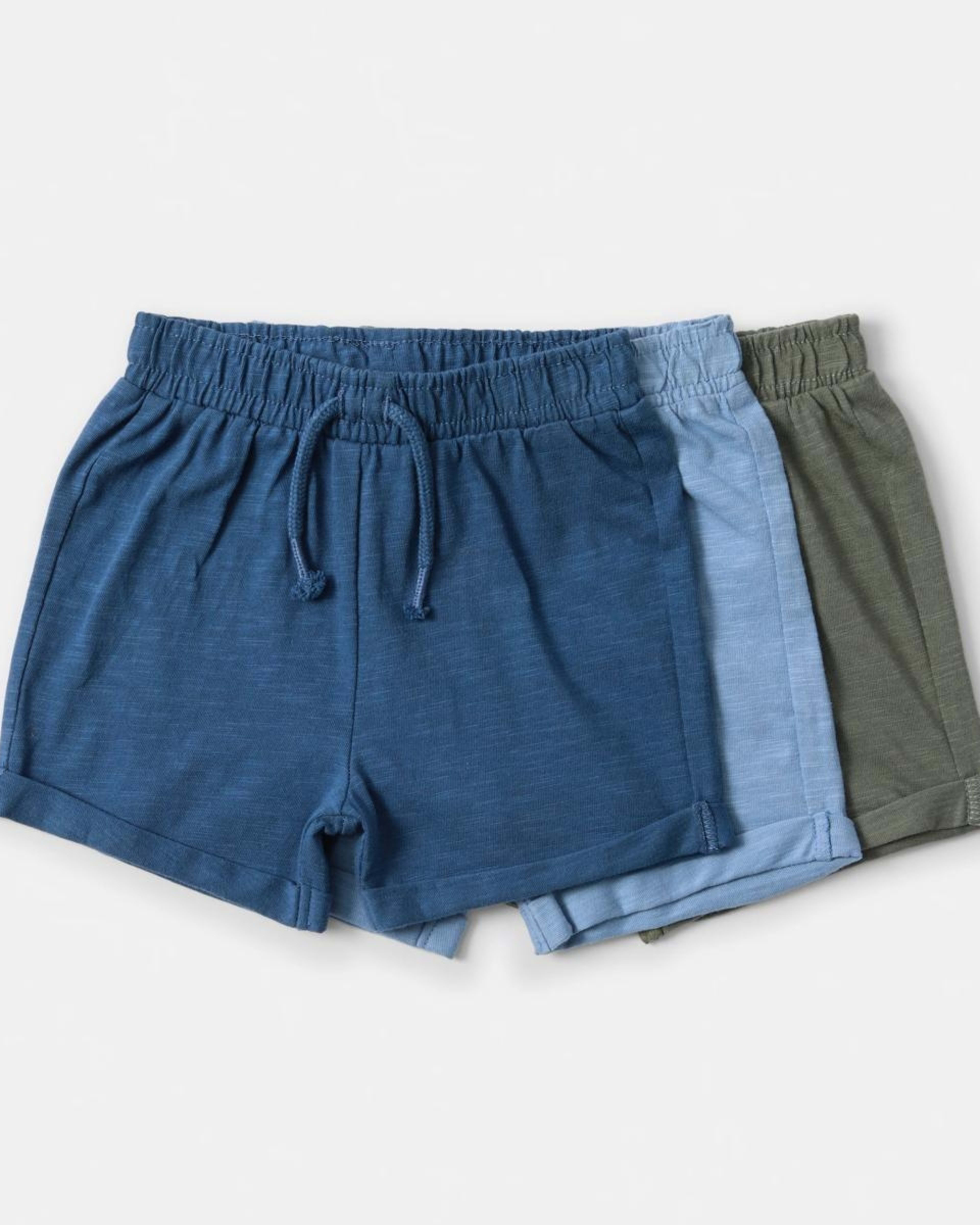 1 3 Pack Solid Shorts BLUE, GREEN, 1 of 8