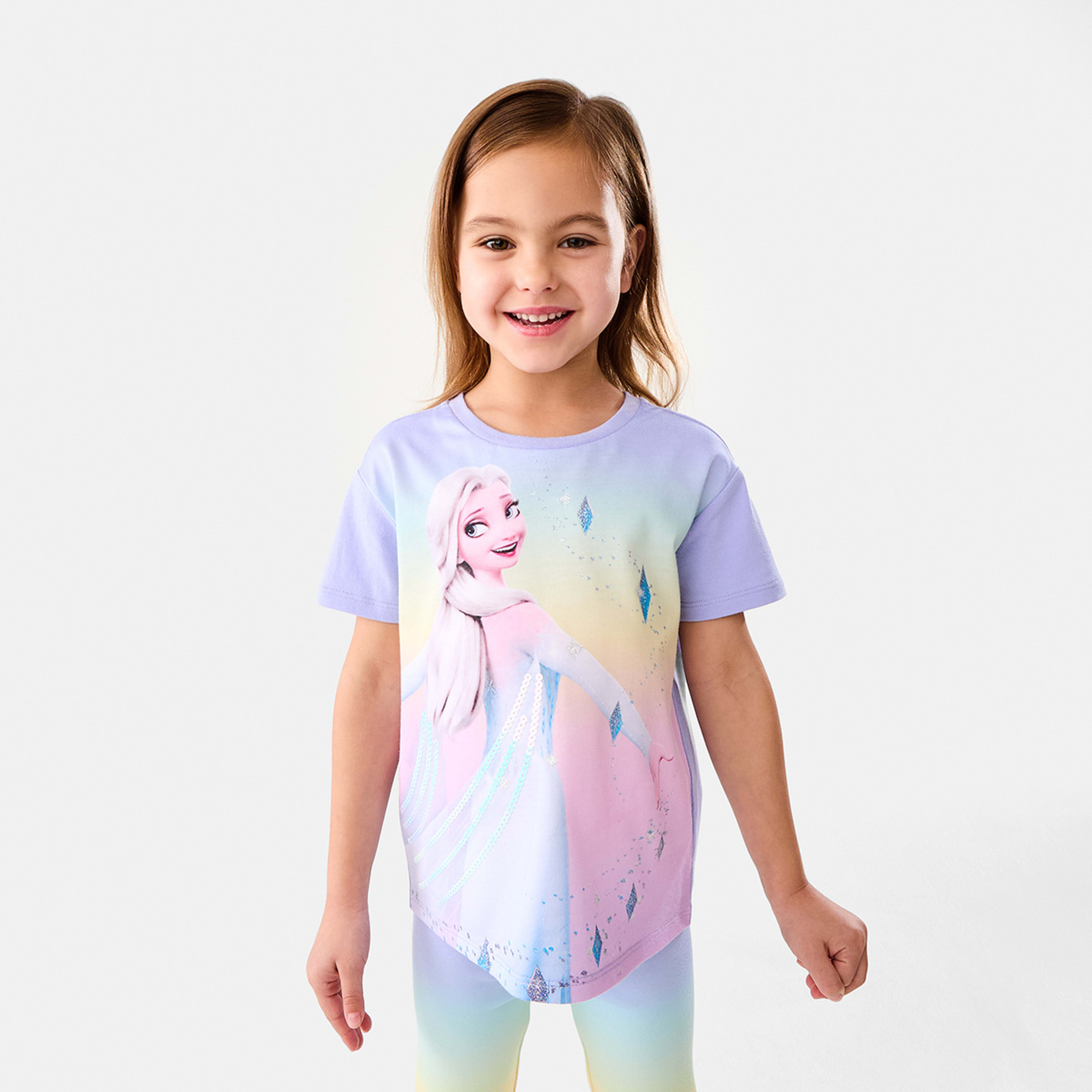 1 Frozen Elsa License T-Shirt Elsa Let It Go With Sequins, 1 of 8