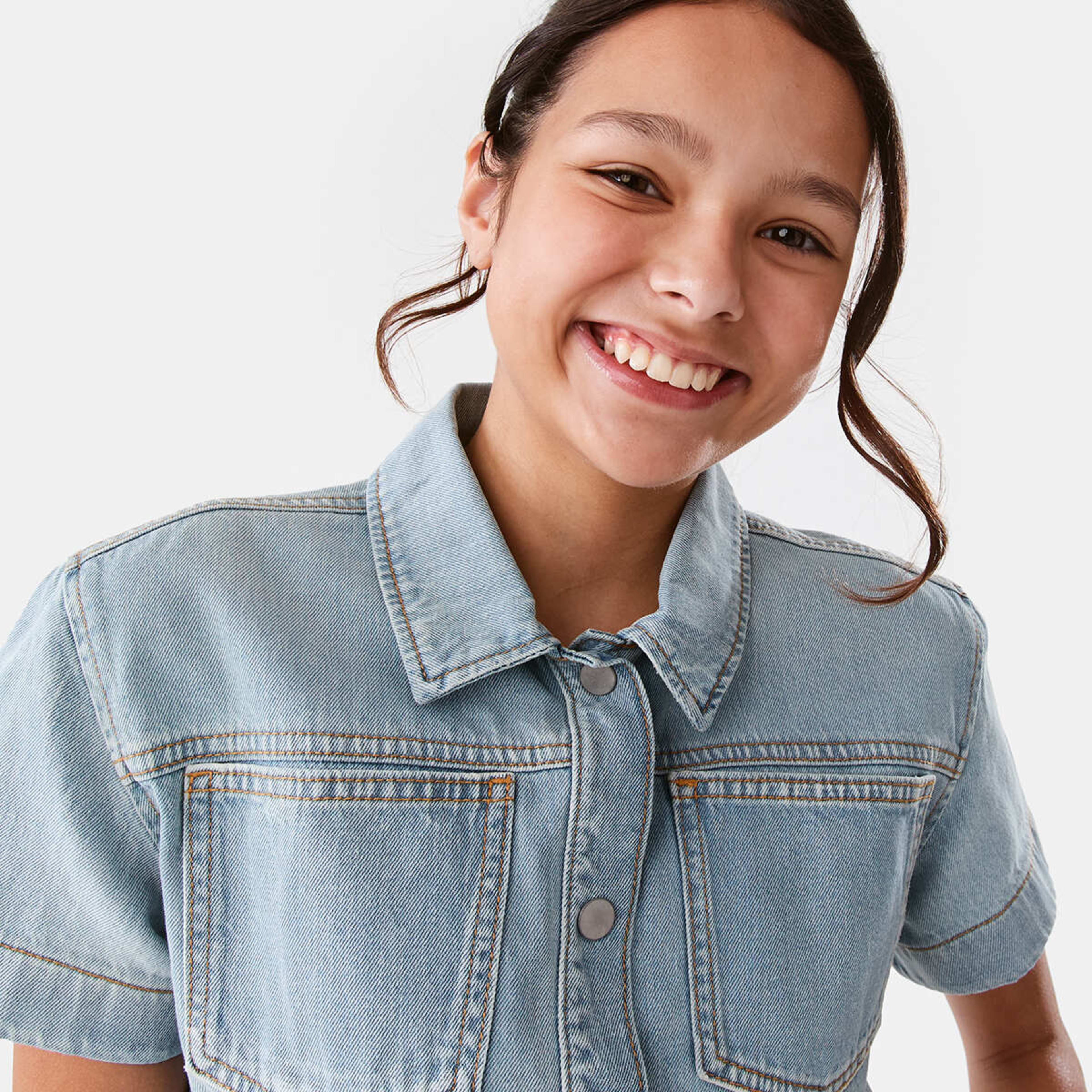 3 Cropped Denim Shirt Lit Denim, 3 of 8