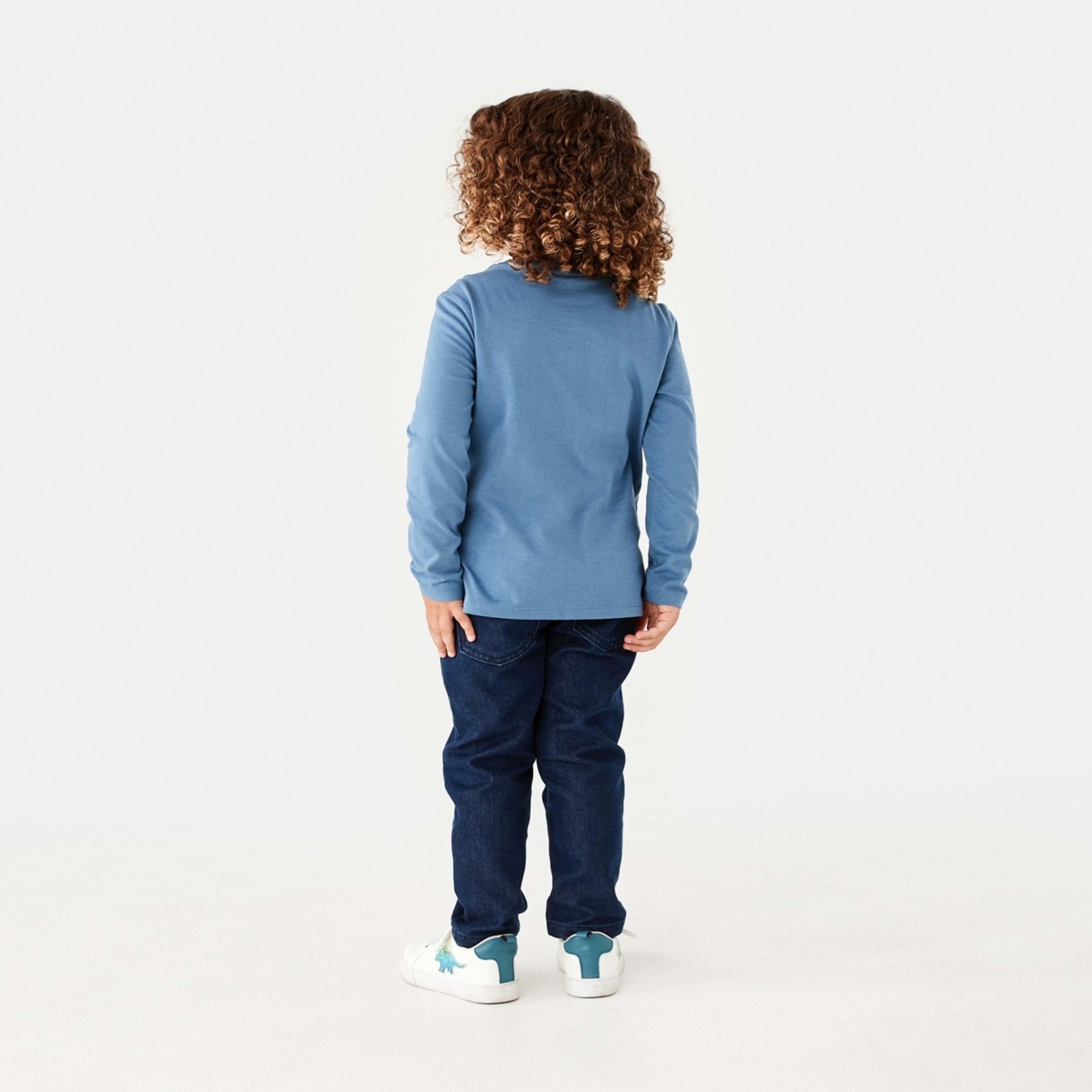 6 Long Sleeve Applique T-shirt Dump Truck Blue, 6 of 8