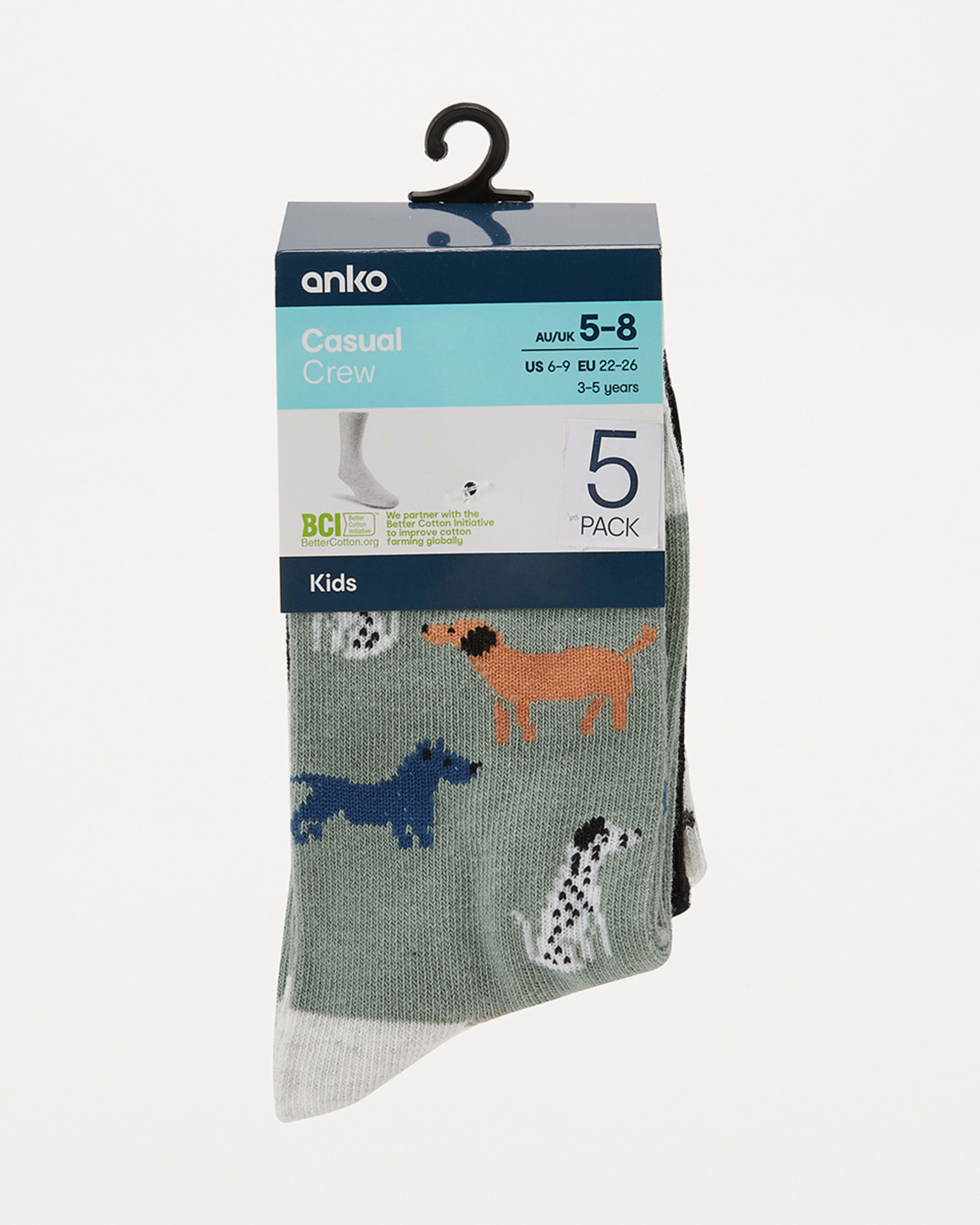 5 Pack Crew Socks Kmart