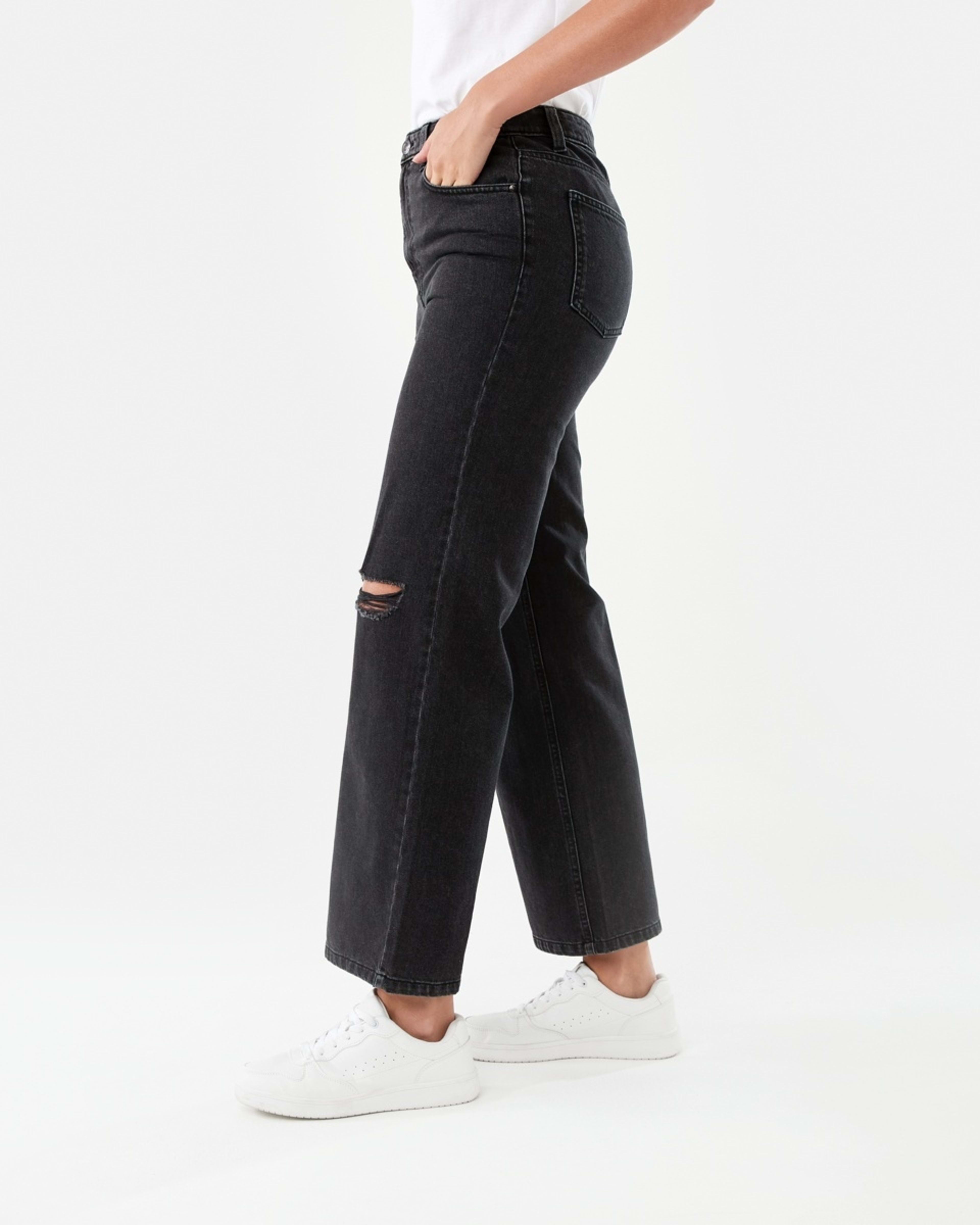 4 Distressed Straight Jeans Black Wash, 4 of 8