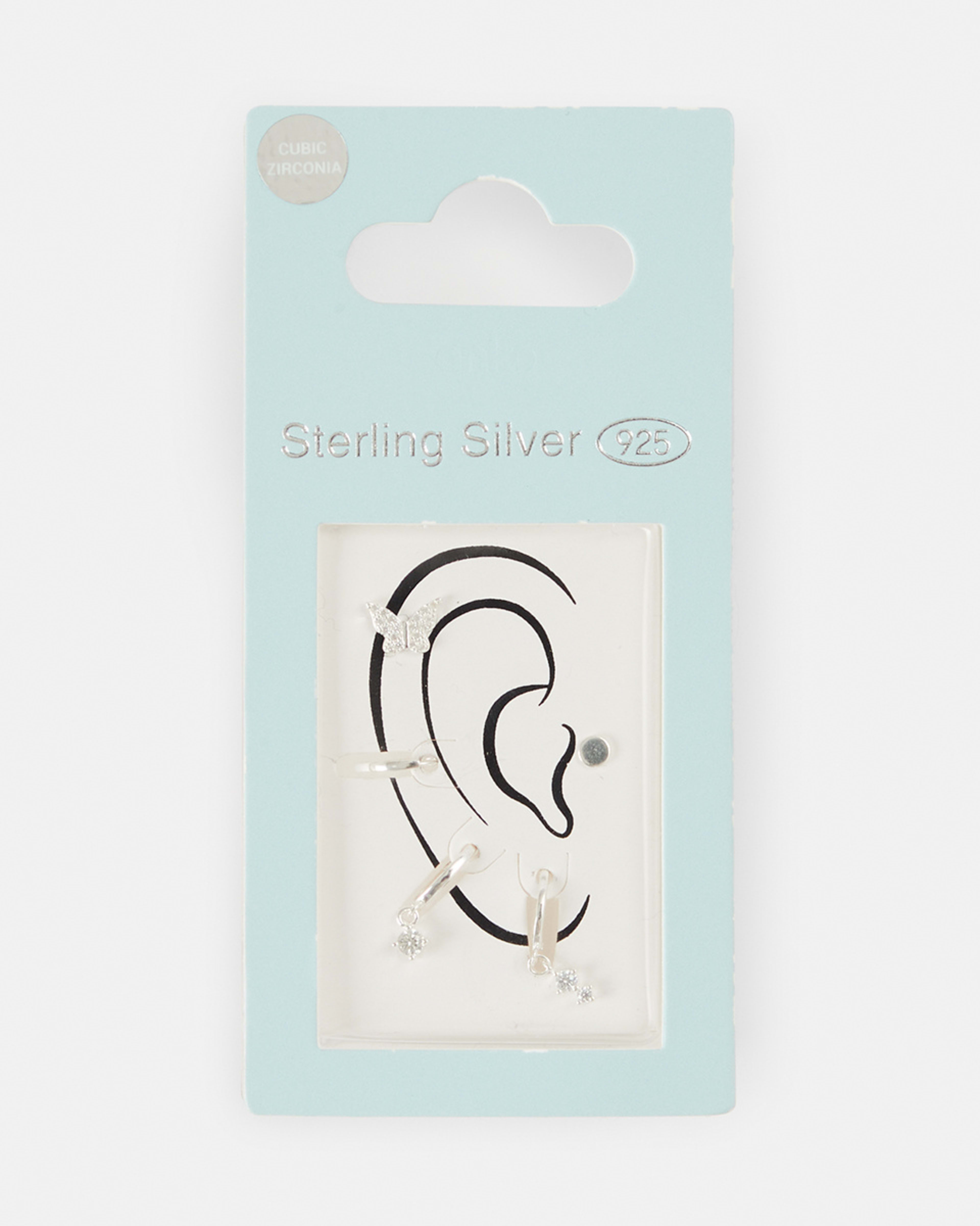 5 5 Pack Sterling Silver Butterfly Stack Earrings Silver, 5 of 5