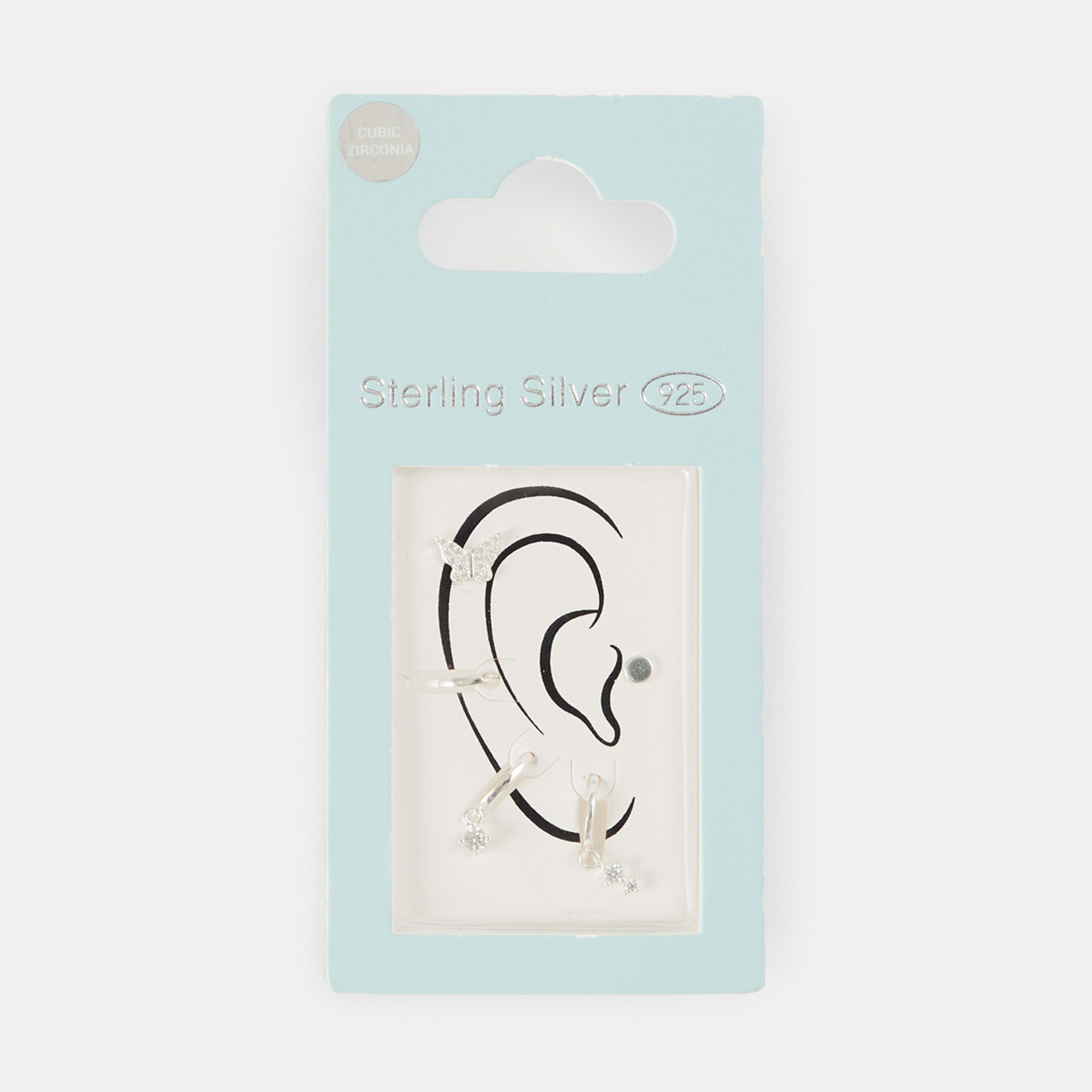 5 5 Pack Sterling Silver Butterfly Stack Earrings Silver, 5 of 5