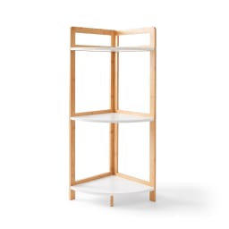 Bamboo and White 3 Tier Corner Shelf - Kmart