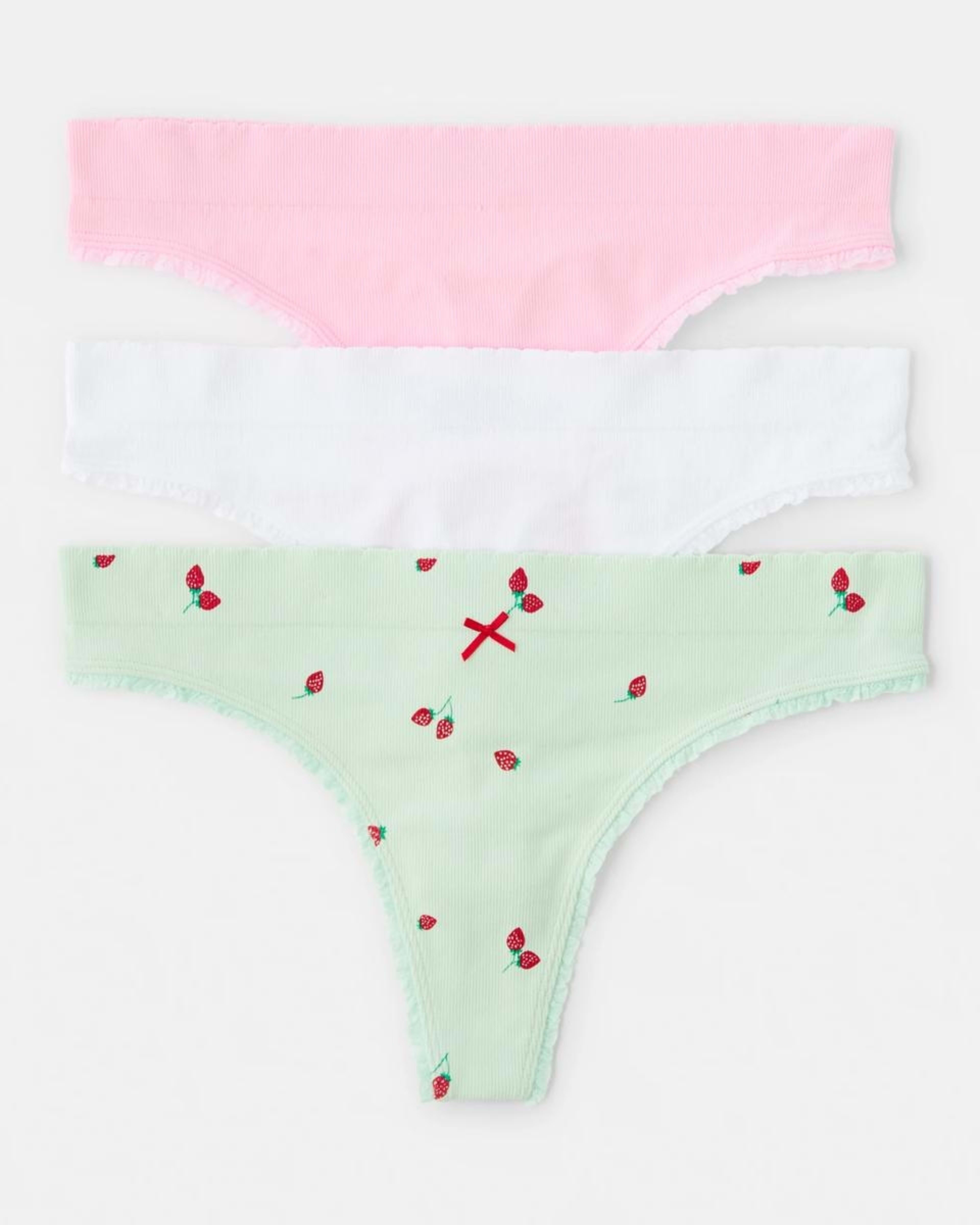 1 3 Pack Seamfree Rib G-String Briefs BERRY, WHITE, PINK LADY, 1 of 7