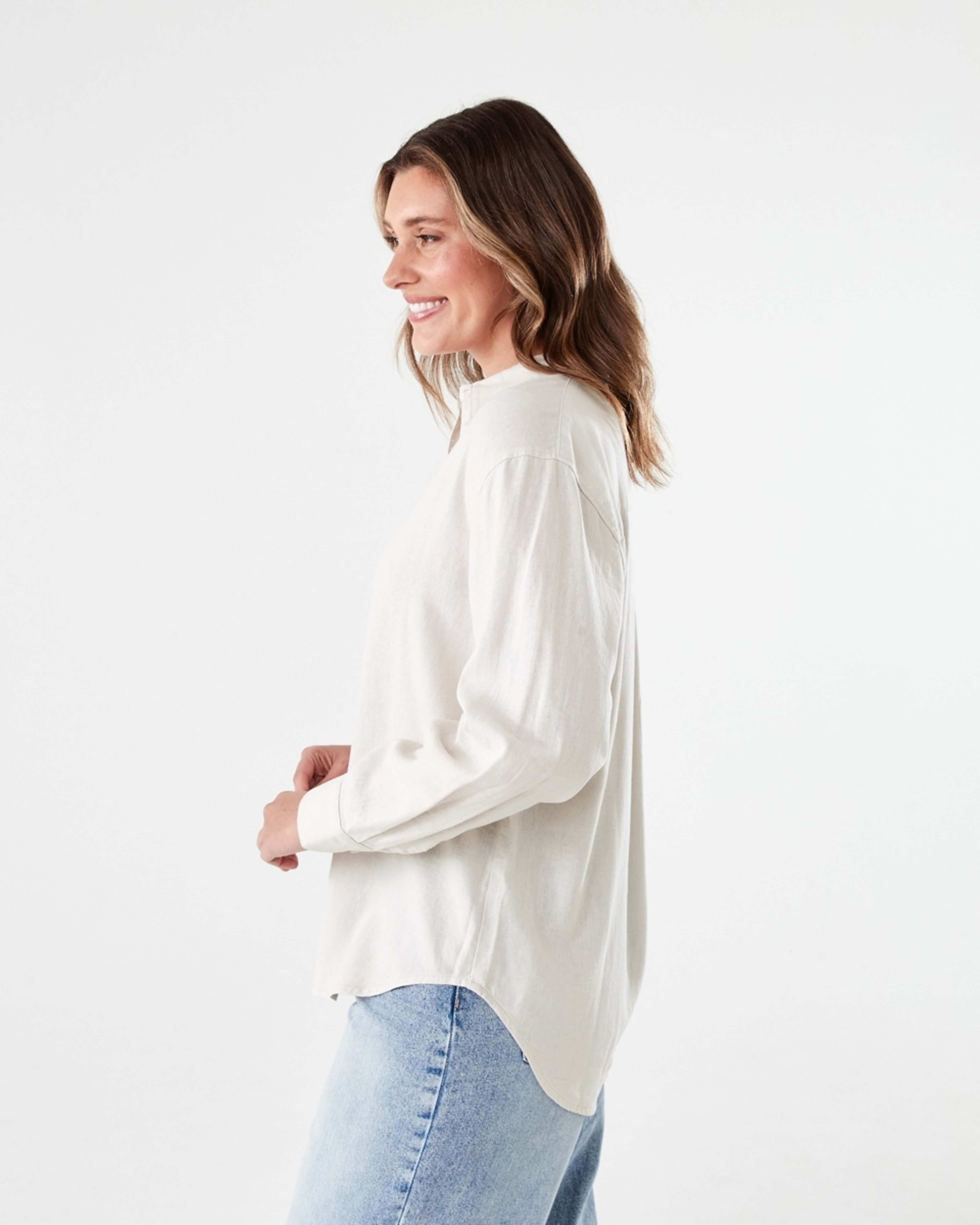 2 Long Sleeve Linen Blend Shirt NATURAL BEIGE, 2 of 6