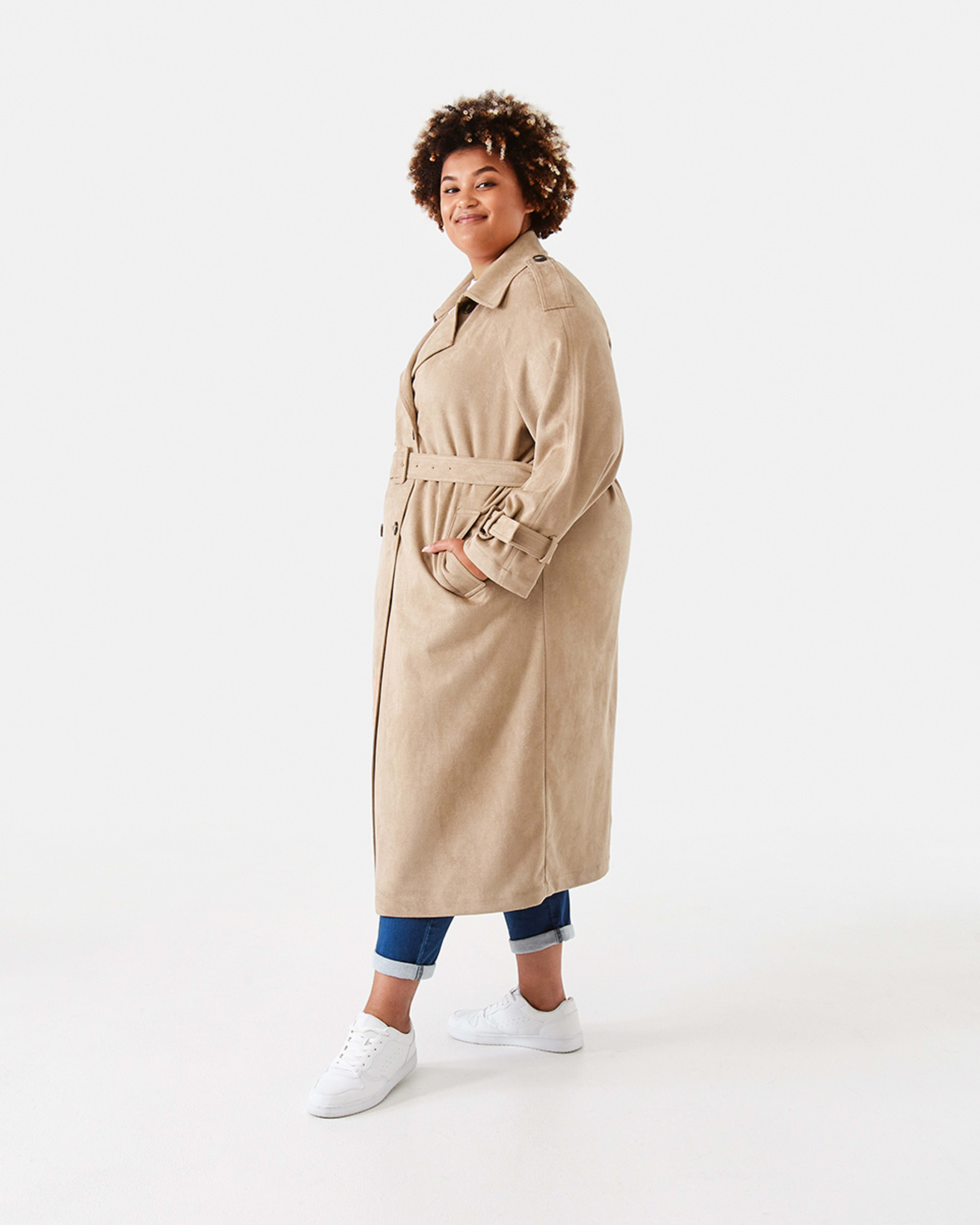 Curve Long Sleeve Trench Coat Kmart NZ