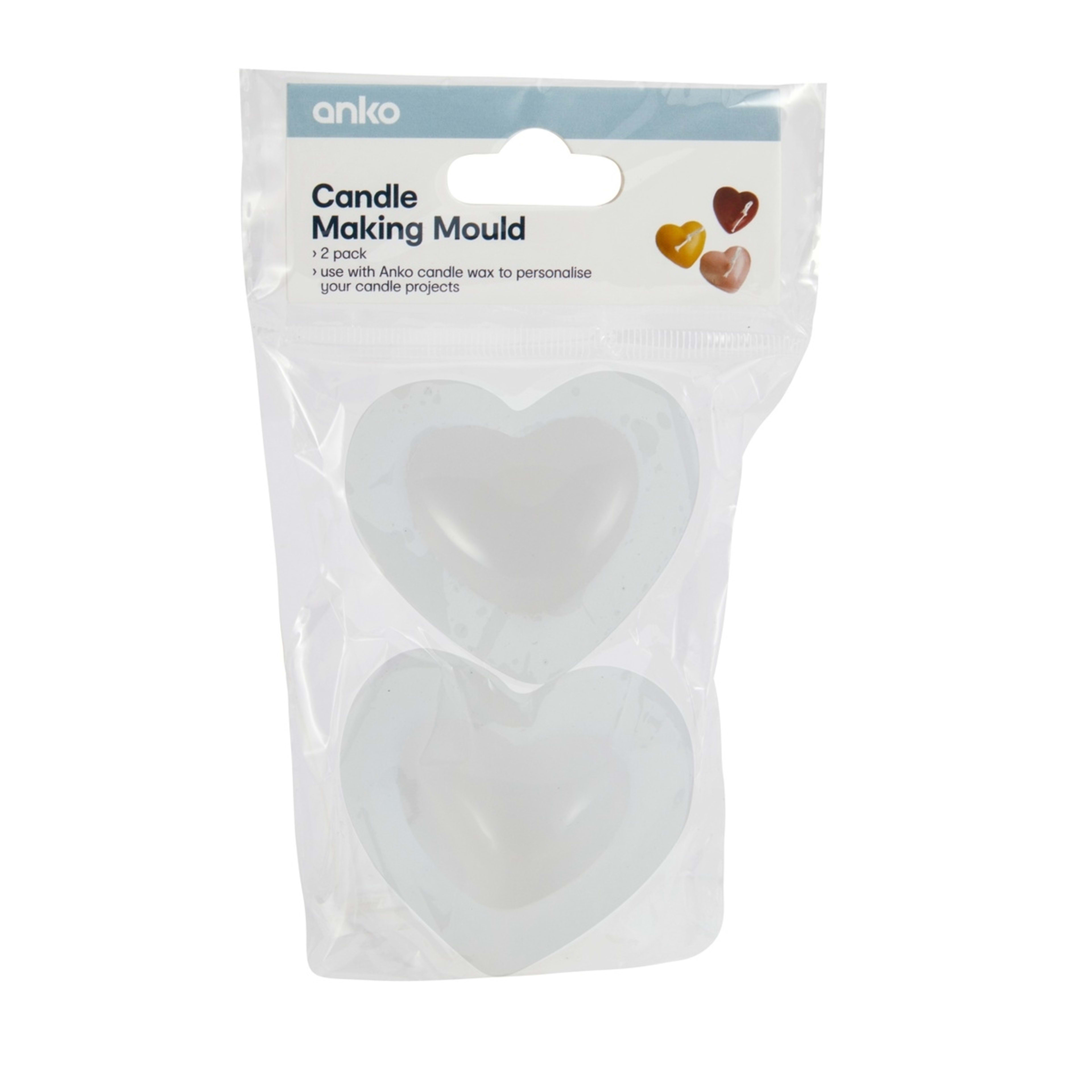 1 2 Pack Candle Making Mould - Heart