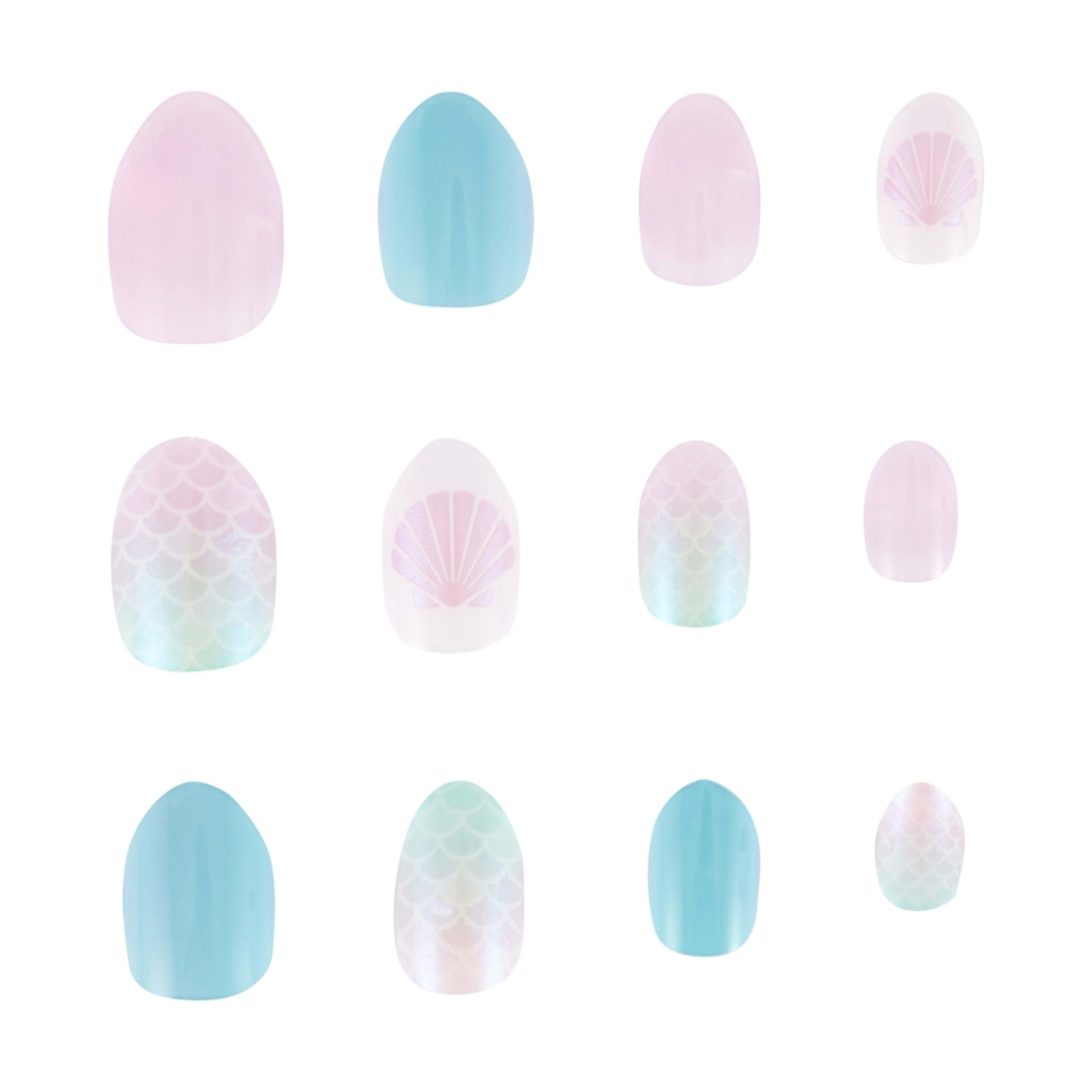 5 OXX Junior 24 Pack Kids Pre-Glued Stick-On Nails - Mermaid, 5 of 5