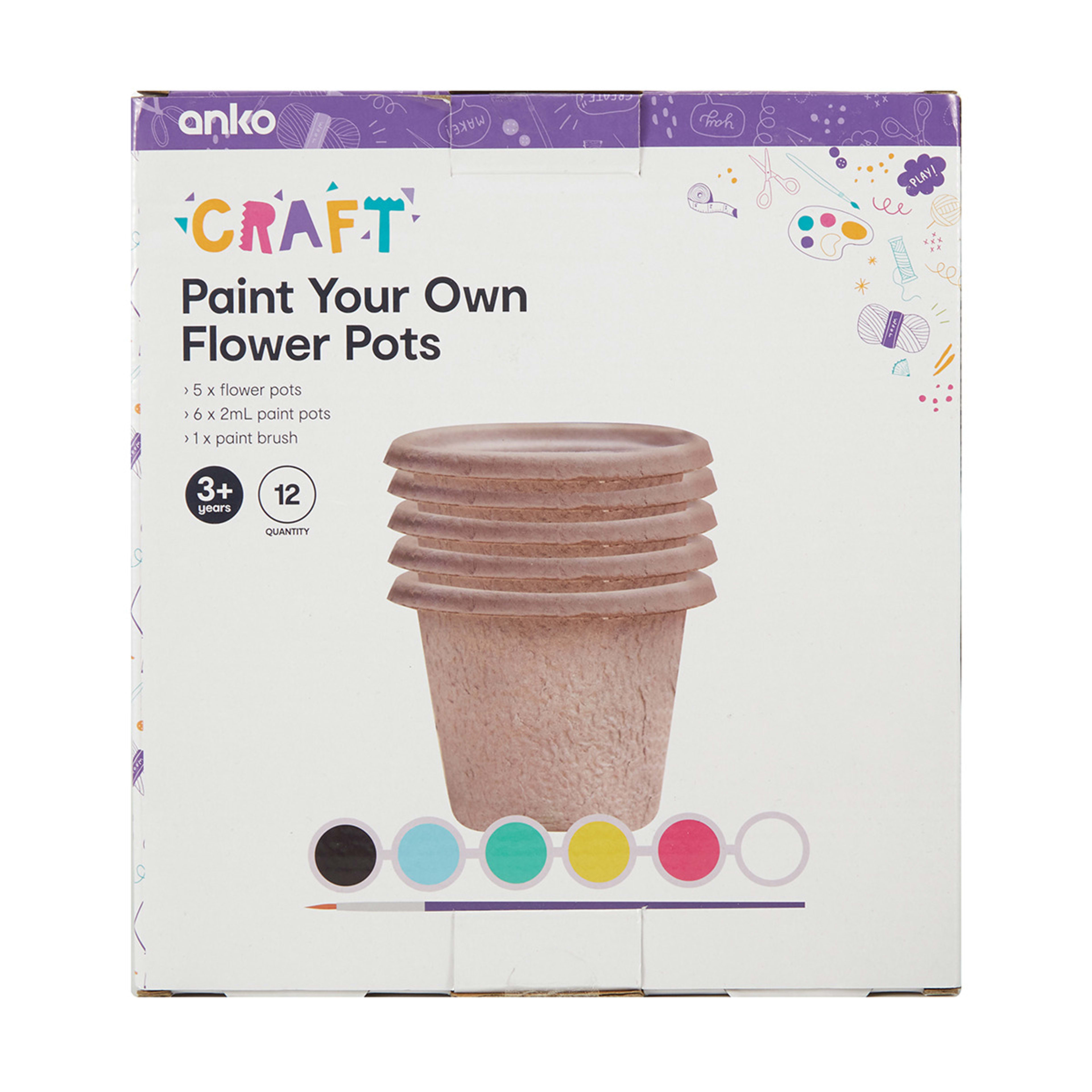 12 Pieces Paint Your Own Flower Pots Kmart