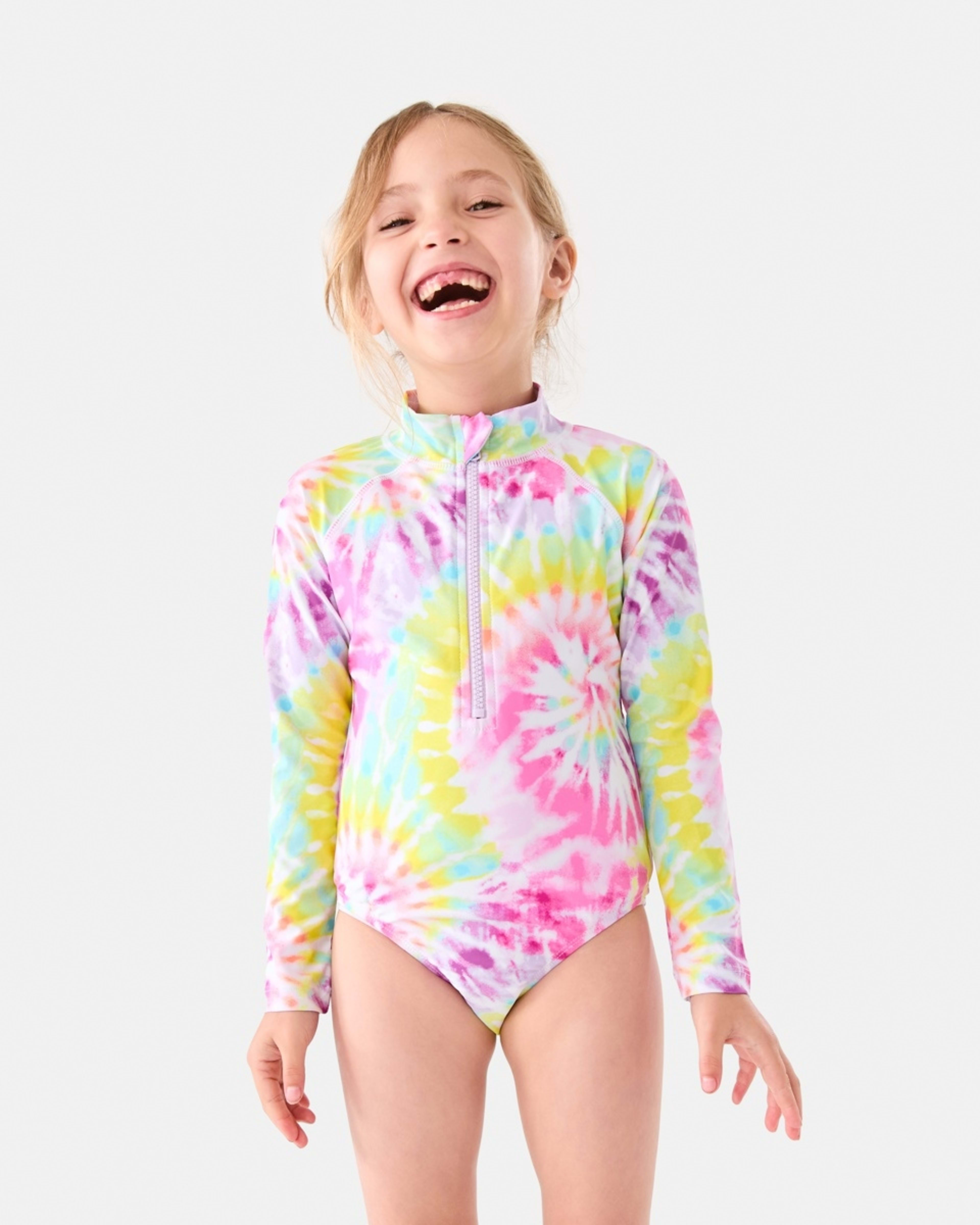 1 Long Sleeve One Piece Swimsuit Mt Tie Dye