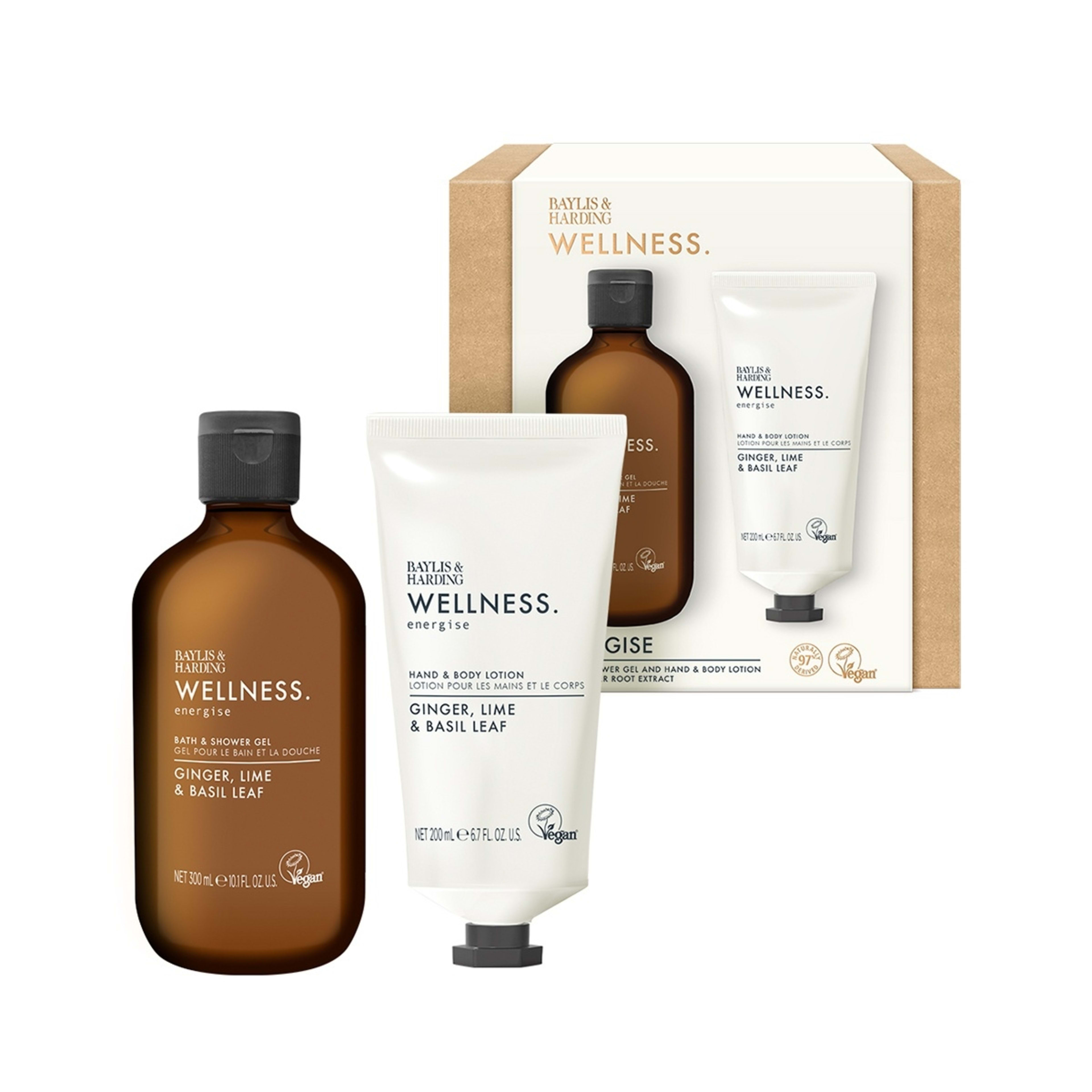 2 Baylis & Harding 2 Pack Wellness and Energise Luxury Body Care Gift Set - Ginger Root Extract, Lime and Basil Leaf, 2 of 3
