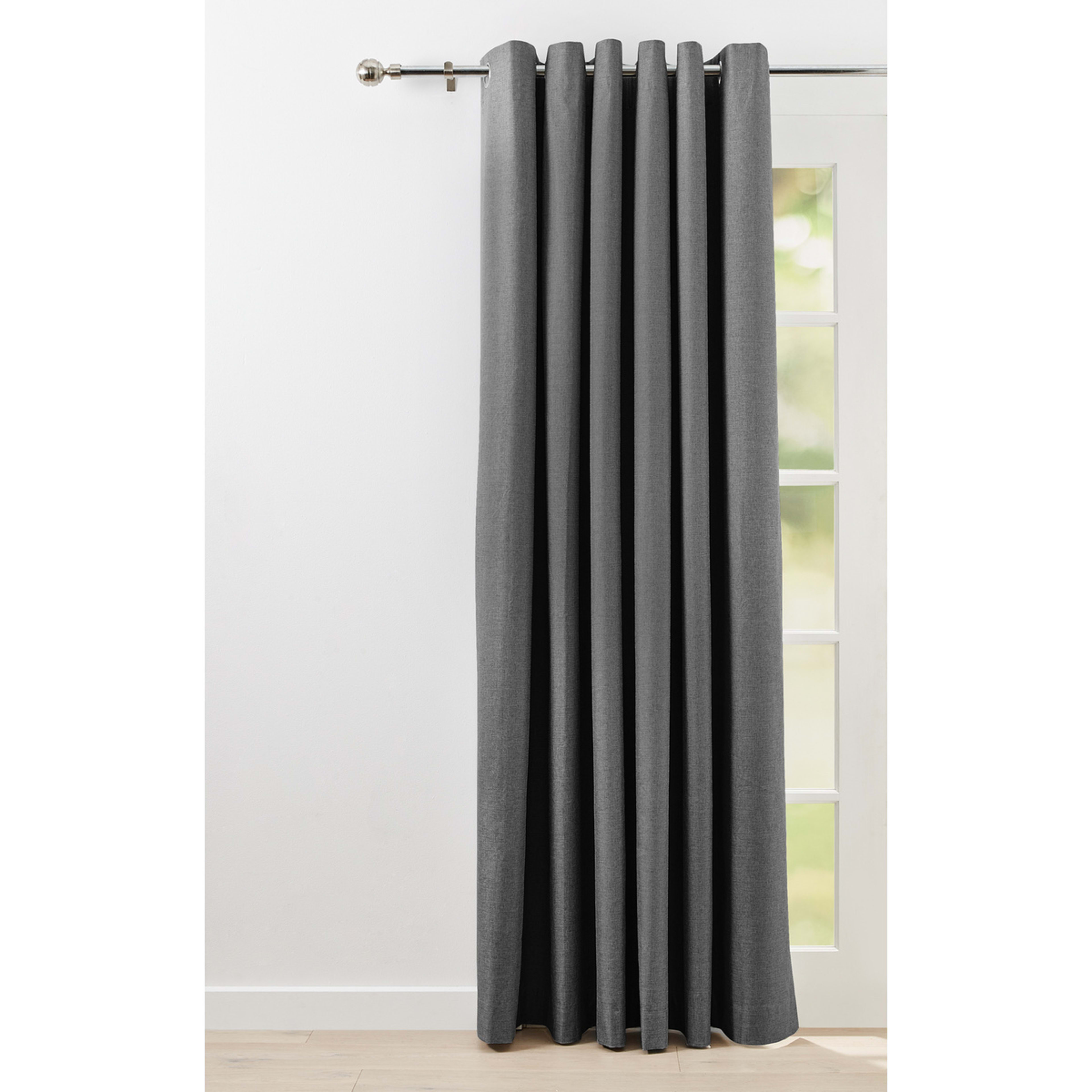 1 Monaco Double Width Eyelet Block Out Curtain - Pepper