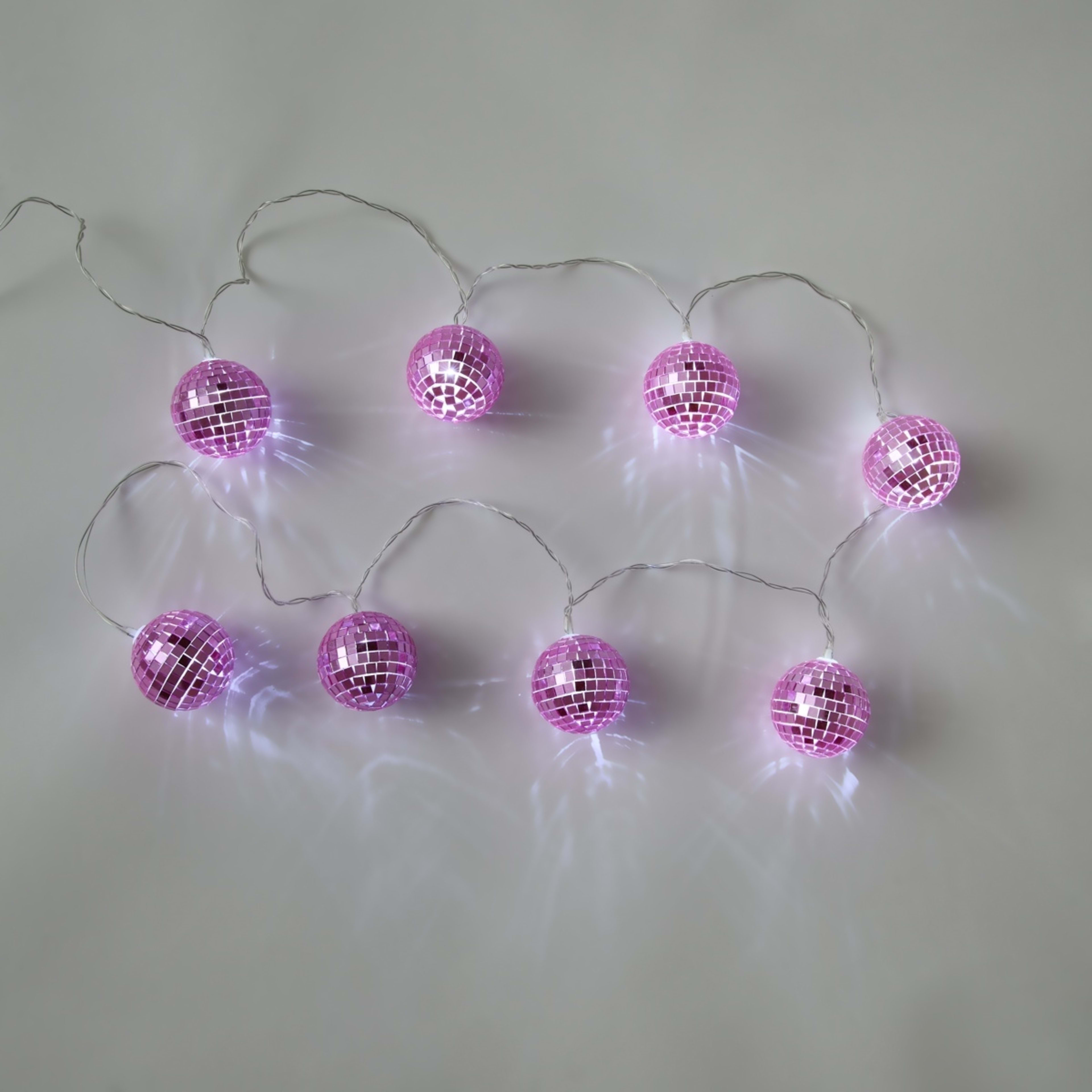6 Pink Disco Ball String Lights, 6 of 8