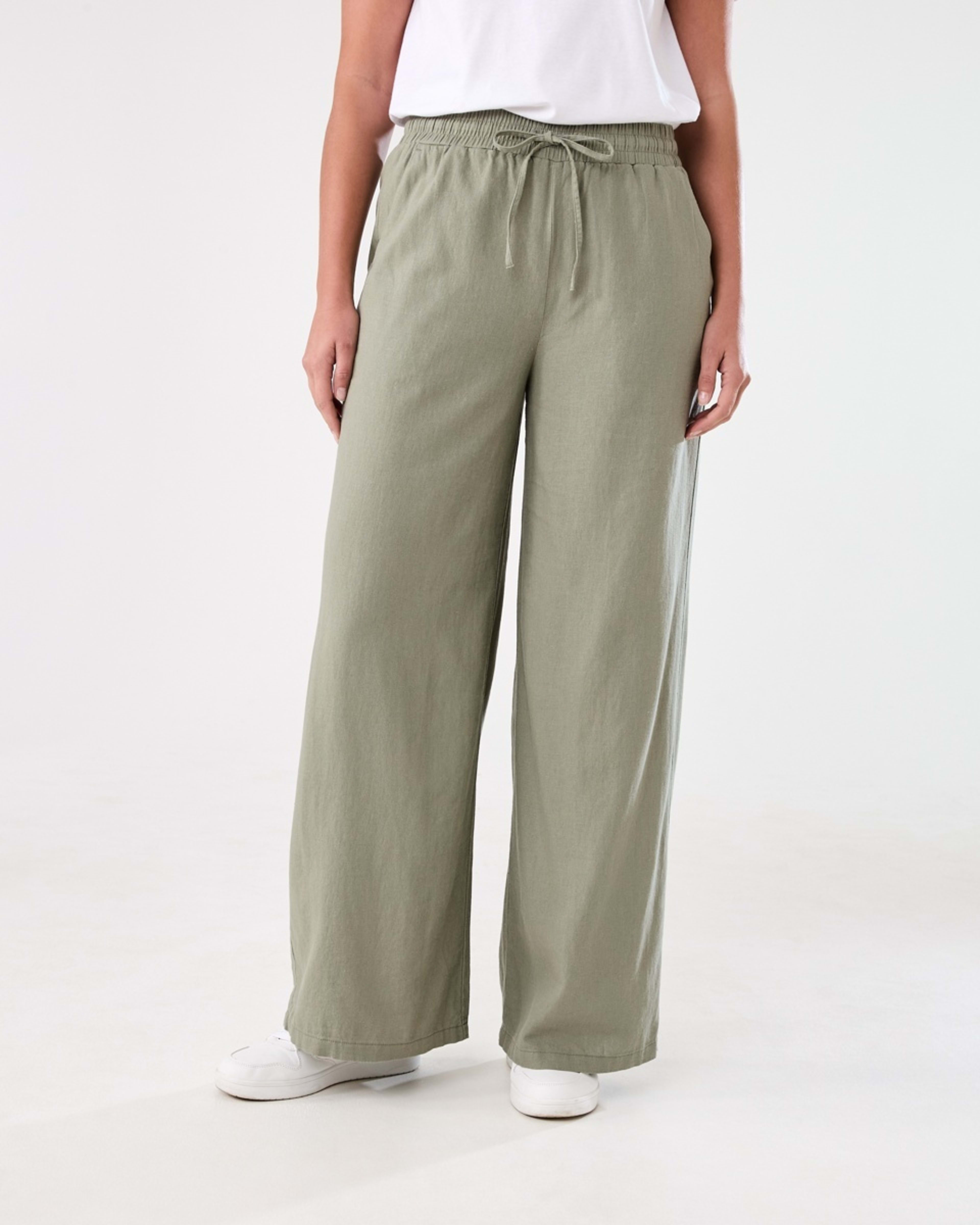1 Linen Blend Wide Leg Pants LIGHT KHAKI, 1 of 5