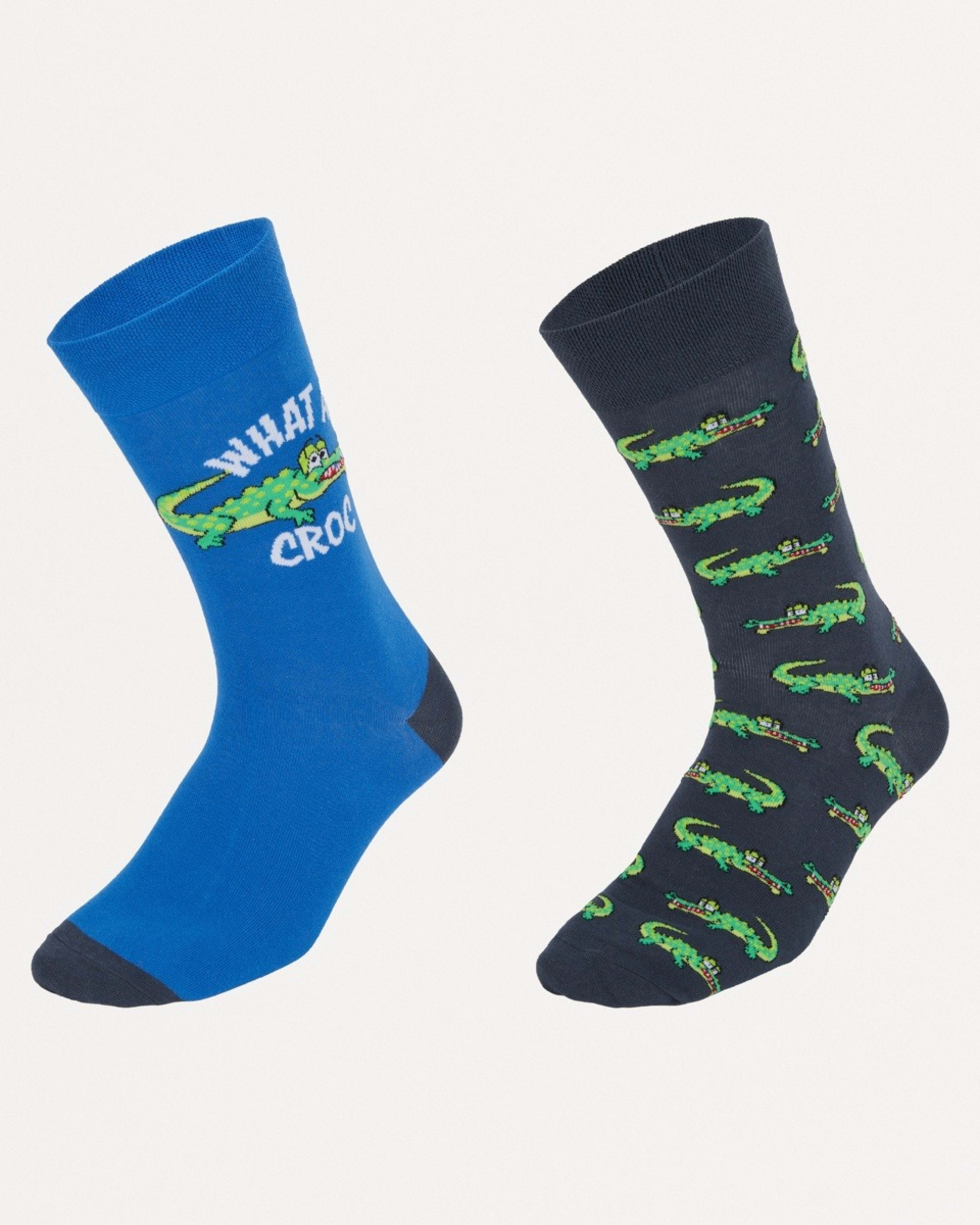 1 2 Pack Novelty Pattern Socks WHAT A CROC, 1 of 3