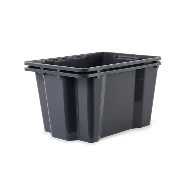 2 Pack 40L Stacking Crate - Large, Grey - Kmart