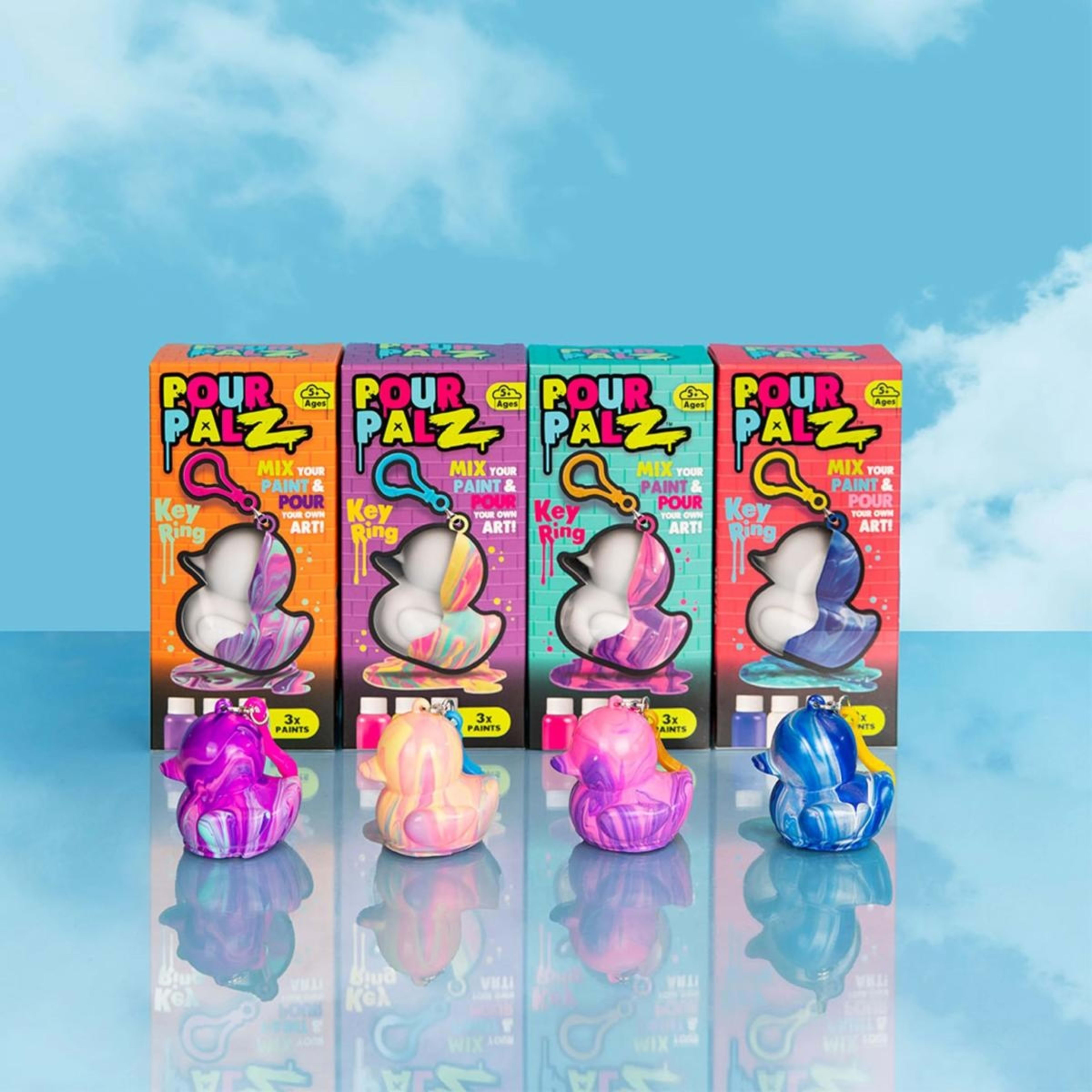 2 Pour Palz Mini Paint Duck Keyring - Assorted, 2 of 5